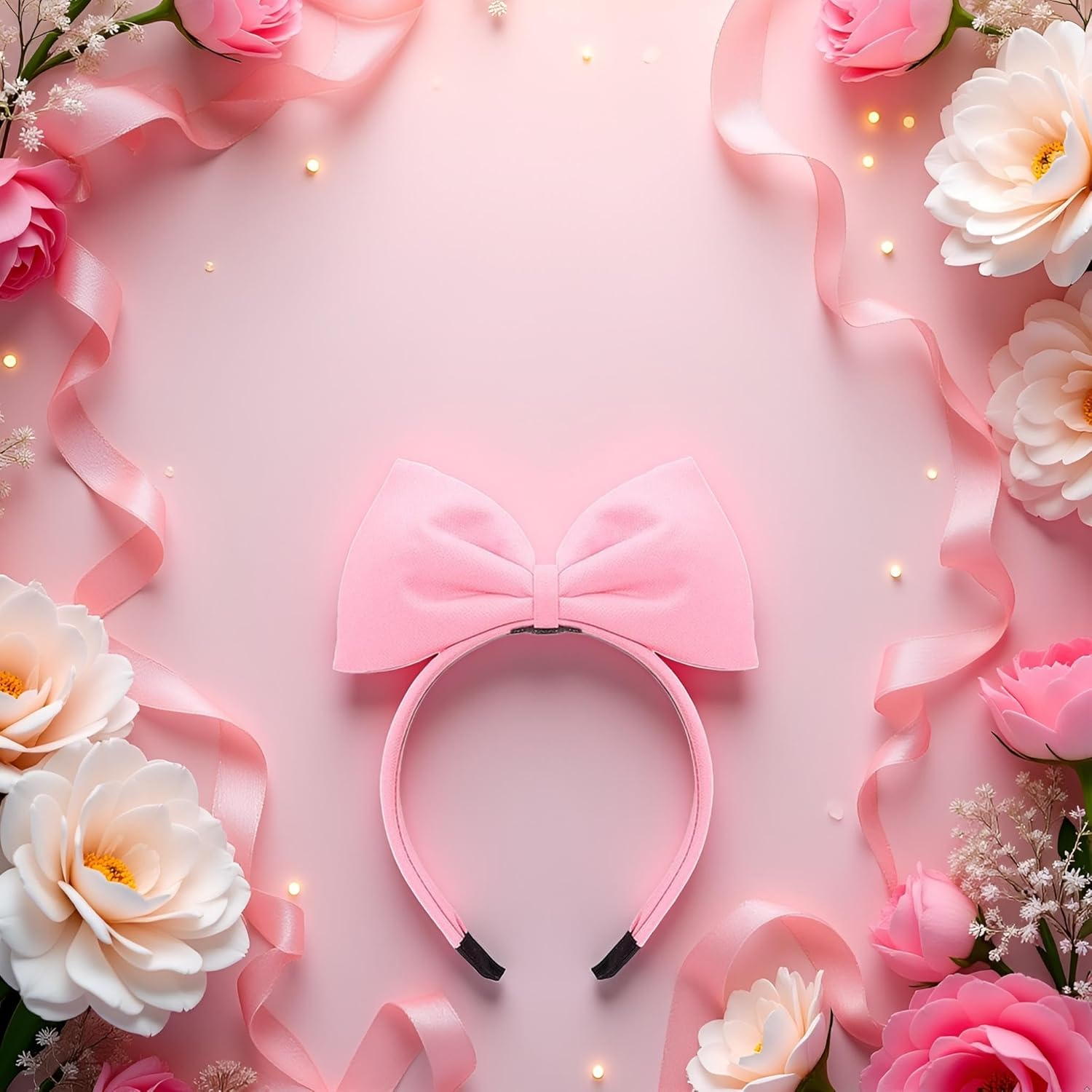 1Pc Sweet Pink Halloween Bow Headband Bowknot Hair Hoops Bands Headpiece Hairband for Women and Grils,Women Christmas Birthday Party Decorations Accessories Easy to Wear,Headbands Hair Accessories image number 5