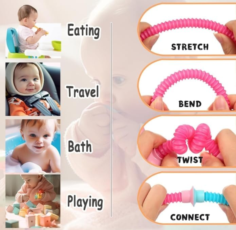 RUOXGZP Giraffe Sensory Toys,4Pcs Shape Changing Telescopic Tube Fidget Toys, for Toddlers, Educational Fidget Toys for Anxiety Kids for 3-10 Year Old Boys Girls image number 6