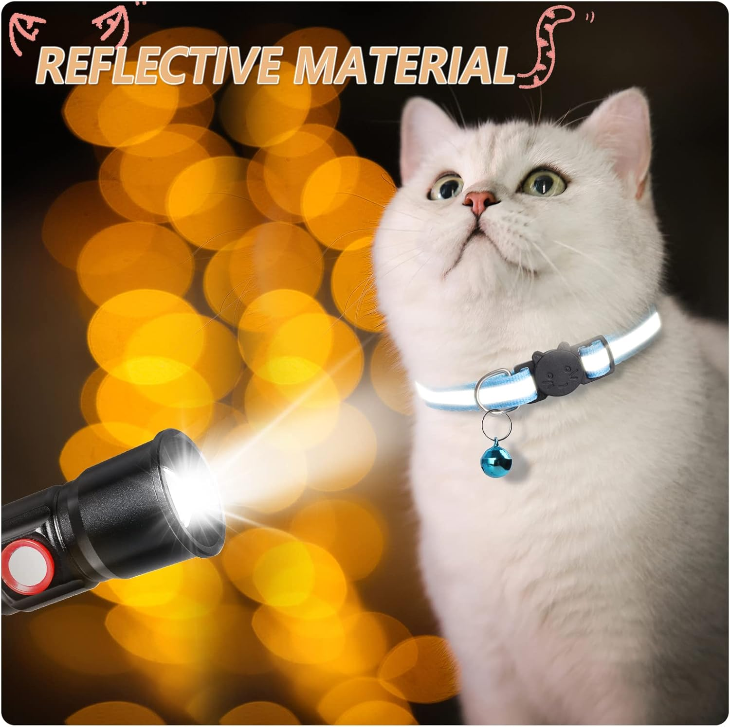 Bigqin 6 Pack Cat Collars with Bells, Adjustable Breakaway Cat Collars, Reflective Cat Collars for Girl Cats Male Cats Pet Supplies, 6 Colors image number 5