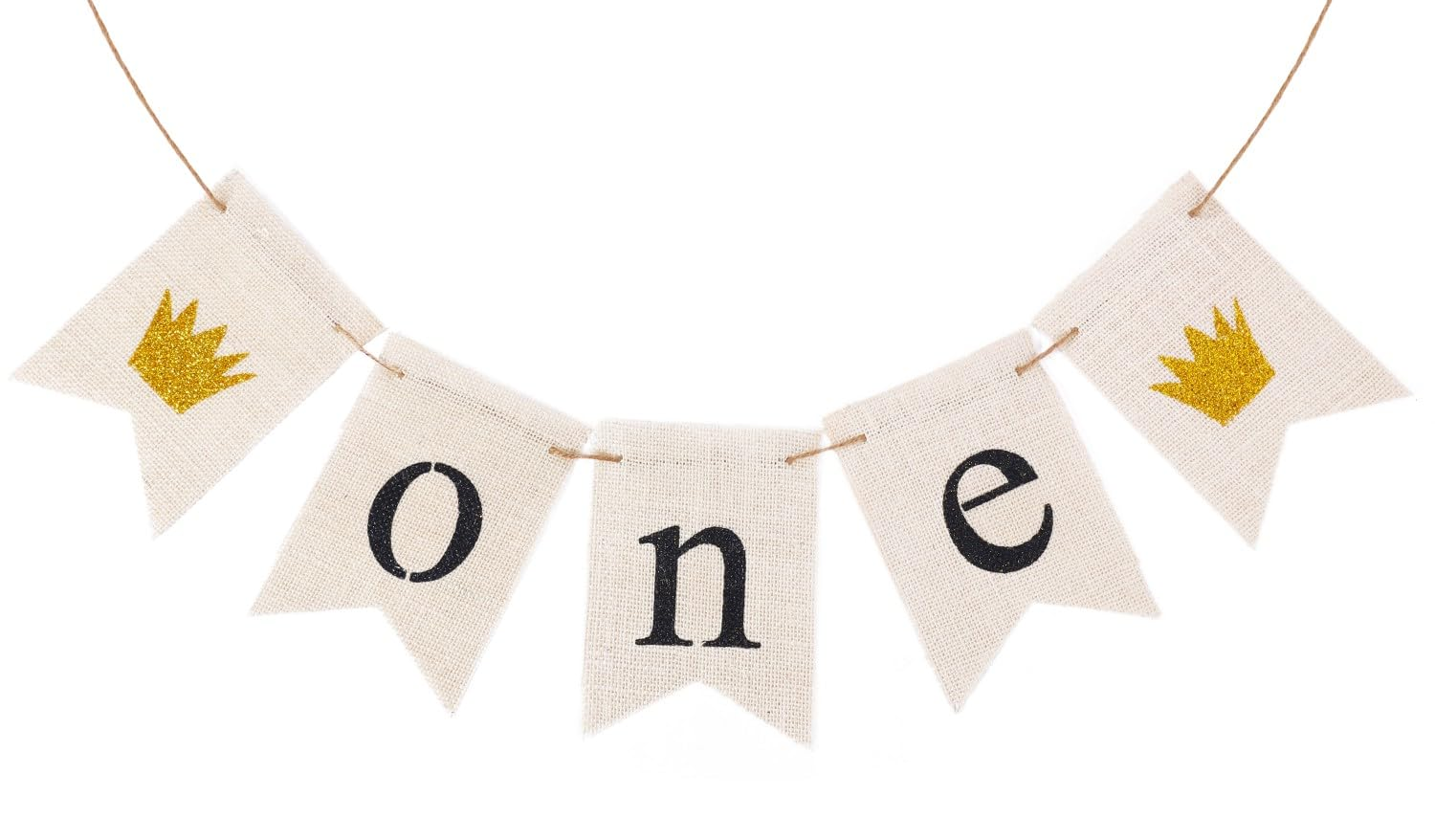 LOVENJOY 1St Birthday Decorations Rustic Burlap Banner for Baby Boy Girl One Year Old Celebration Handmade, Pre-Strung,Crown image number 4