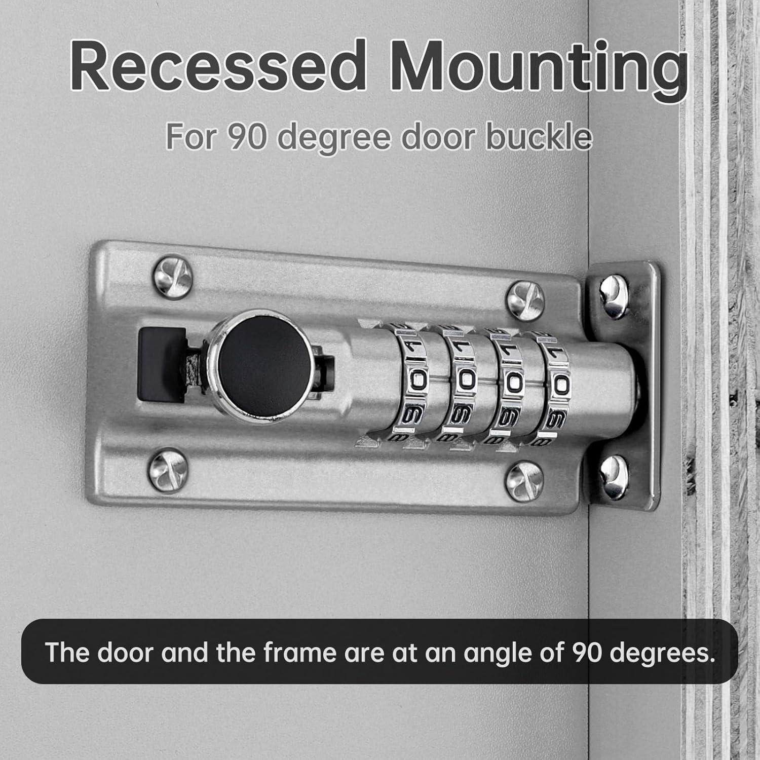 HOJLKLD Combination Lock, 4 Digit Zinc Alloy Slide Bolt Lock, Keyless Door Security Lock for Shed, Gate, Fences (Silver) image number 4