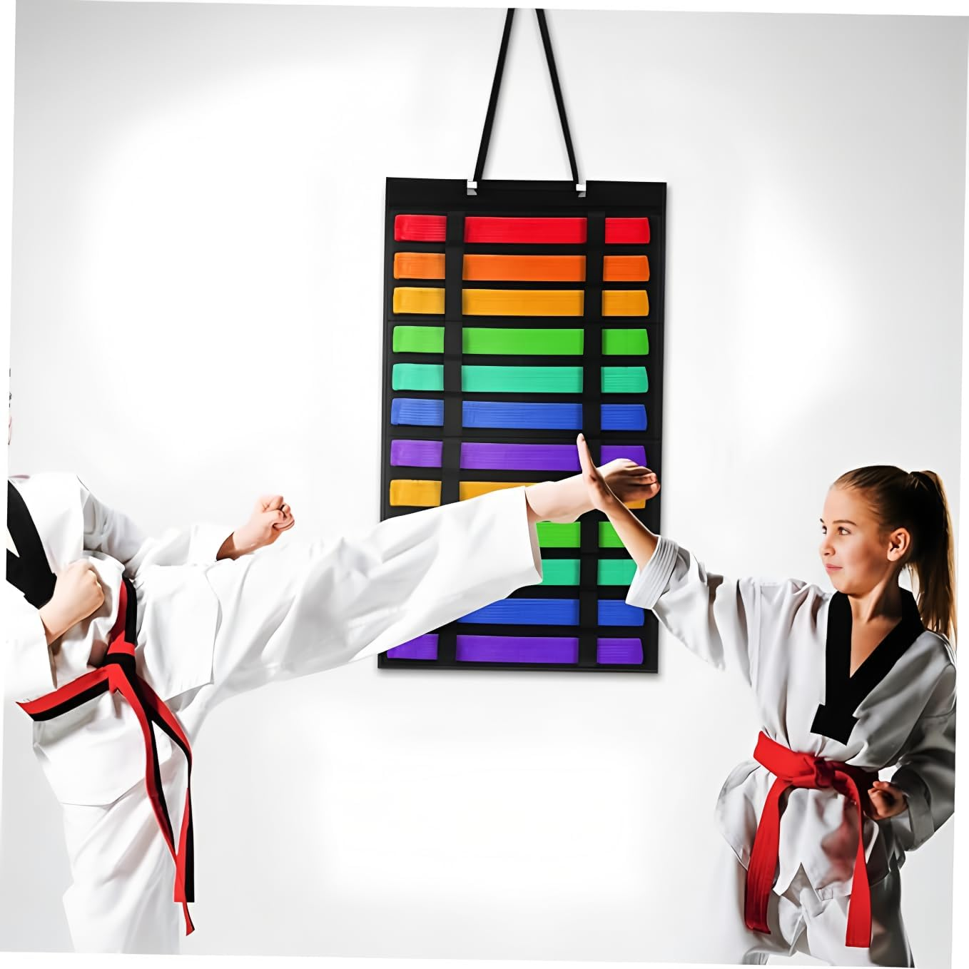 Belt Display Stand Karate Belt Hanger Taekwondo Belt Display Belt Display for Karate Belts Taekwondo Belt Holder Belt Display Rack Karate Belt Display Felt Black 1Pcs image number 3