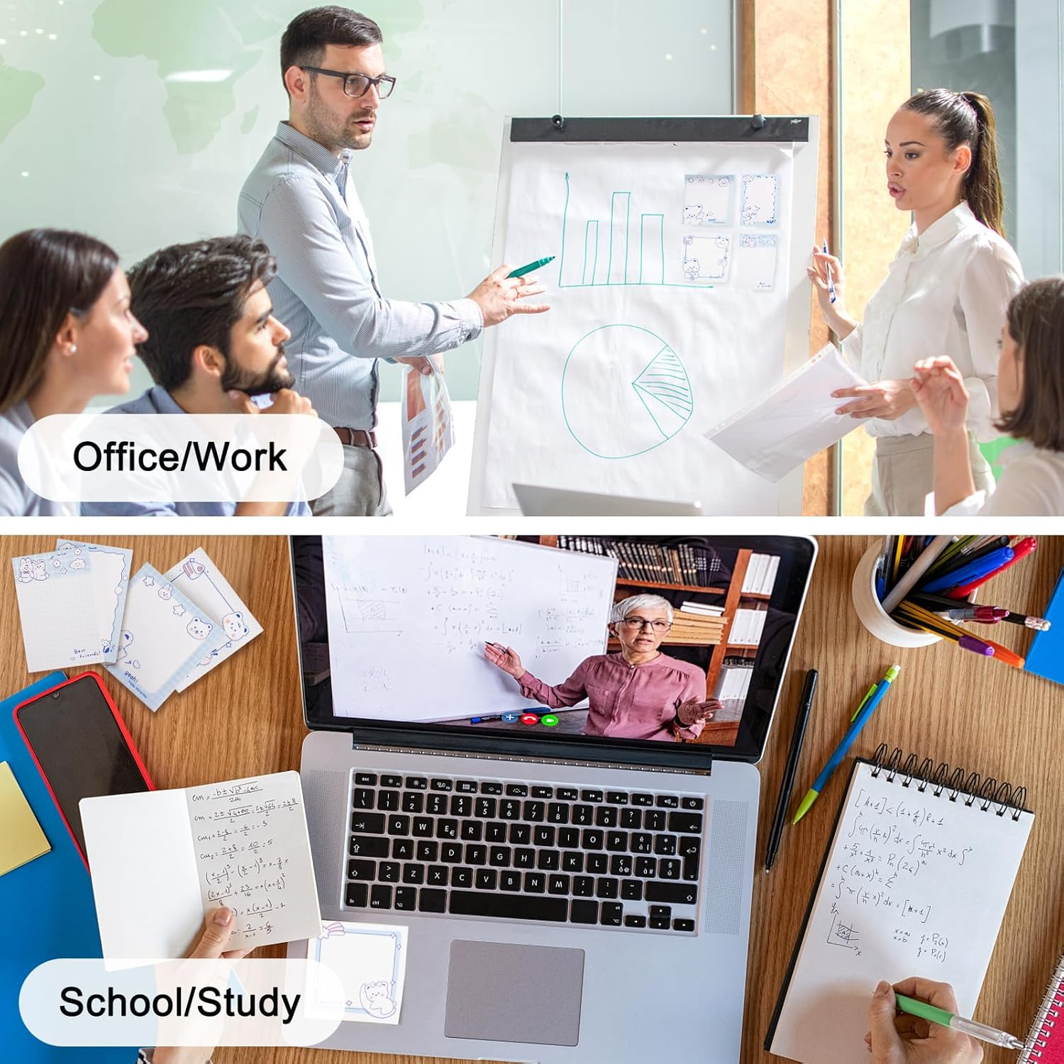 640 Pcs Cute Sticky Notes, Self-Stick Note Pads, Funny Sticky Notes, Kawaii Memo Pads Lined, List Notepads Set Bulk for School Office Home Supplies Teacher Students Planner Gifts