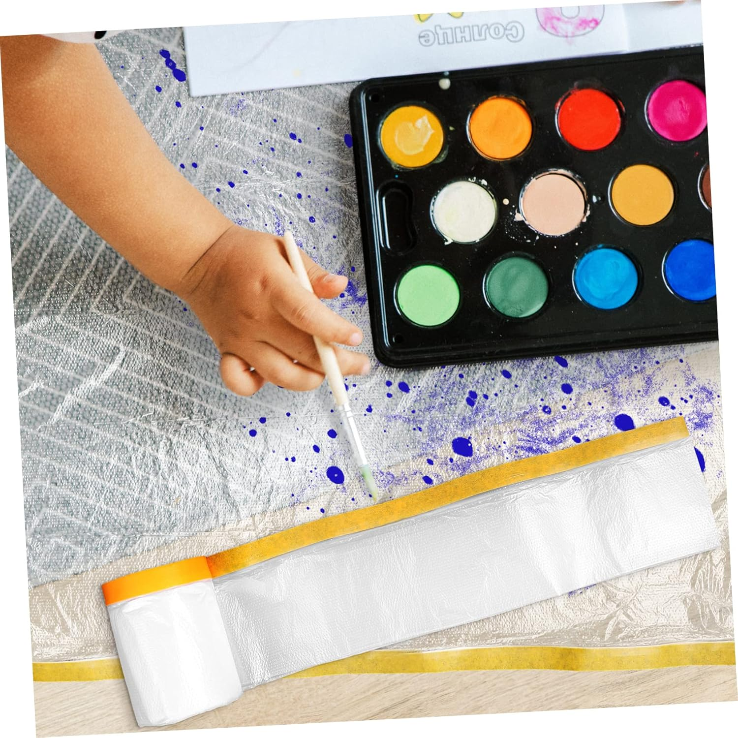 Kisangel 6 Rolls Self-Adhesive Masking Covering Films for Painting Protection Dust Control 30Cmx30M, 55Cmx25M and 55Cmx30M Sizes Suitable for Automotive and Furniture Use image number 2