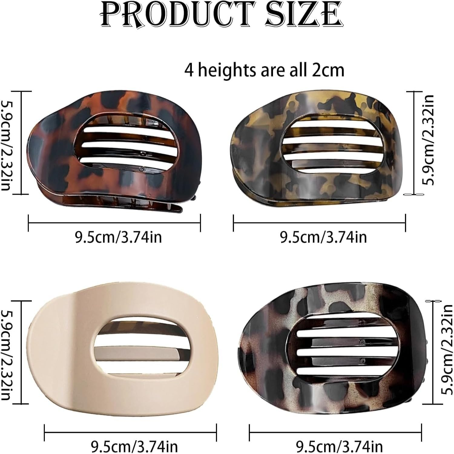 4-Piece Leopard Print Flat Clip, Suitable for Women of All Hair Sizes - Women'S Flat Hair Clip, Comfortable Curved Flat Hair Clip, Safe to Hold Hair, Can Be Worn in Various Occasions, Luxurious Daily Styling Accessory Gift Set (Red, Green, Gray, Beige) image number 3