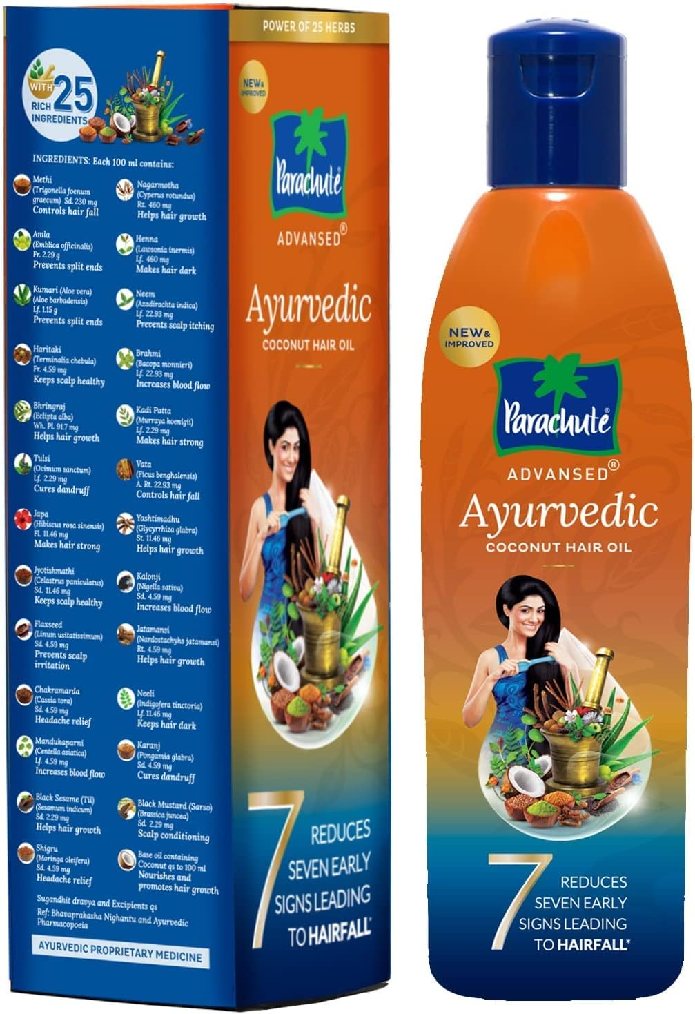 Parachute Advansed Ayurvedic Coconut Hair Oil, Controls Hairfall and 7 Major Hair Problems,190 Ml image number 1