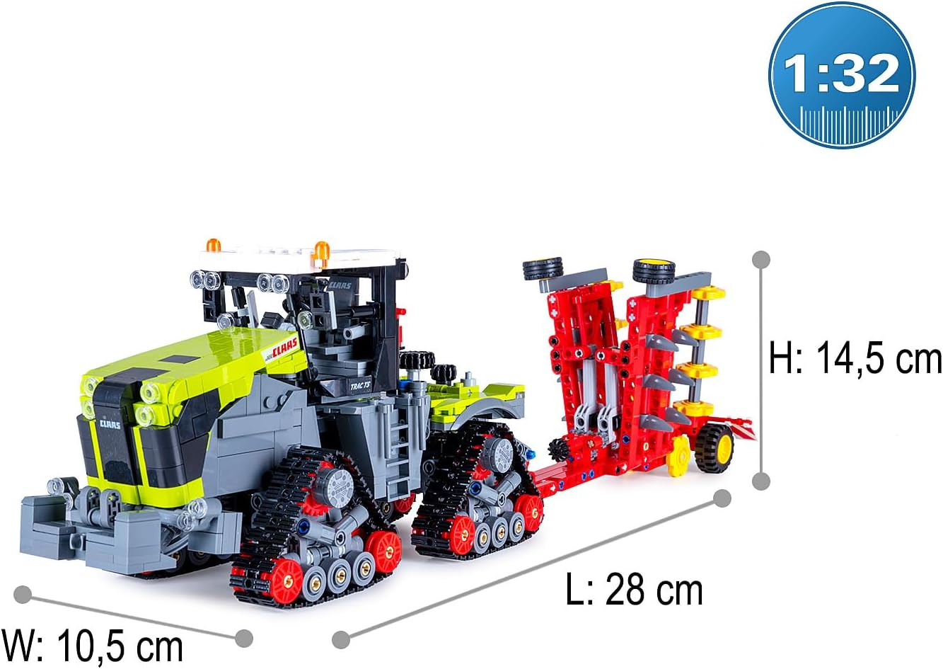JAMARA 402856 CADA Claas Xerion 5000 Trac TS 1:32 Bricks, Children'S Agriculture Toy from 8 Years, Technology for Boys, Clamping Building Blocks Set, Gift Idea for Children, Detailed image number 5