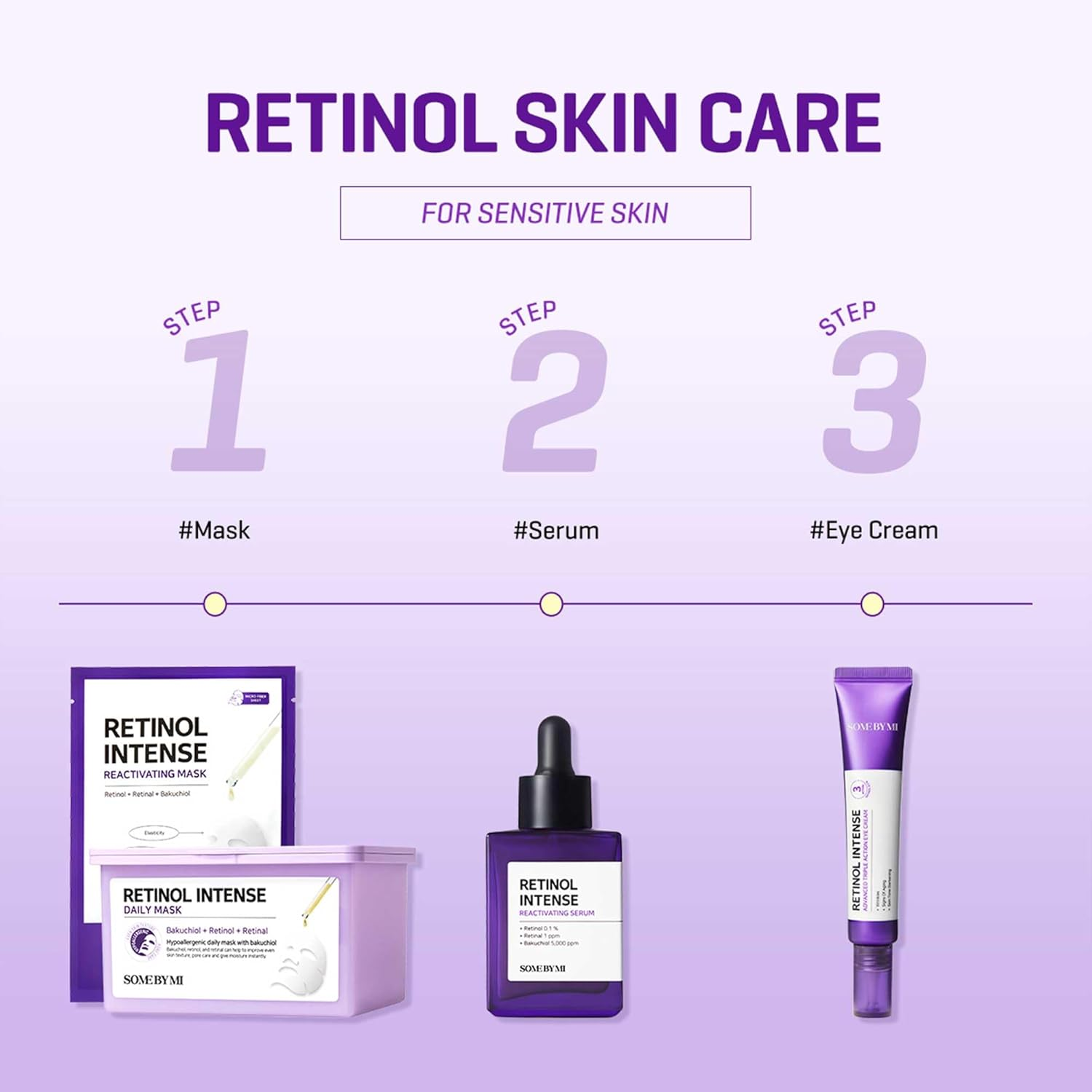 SOME by MI Retinol Intense Daily Mask - 30 Sheets, 11.8Oz - Daily Mild Retinol Vegan Face Mask Sheet for Moisturizing and Glass Skin - Improvement of Skin Texture and Elasticity - Korean Skin Care image number 1