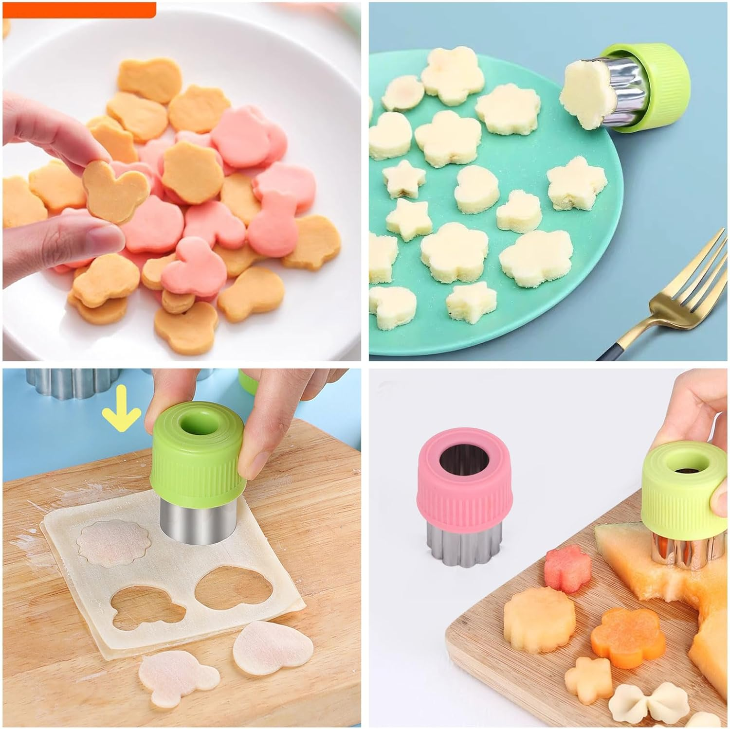 BTYMS 27PCS Stainless Steel Cookie Cutters Set with Mini Fork, Vegetable Fruit Shapes Hand Tools for Kids DIY Baking, Food Safe Sandwich Cake Decorations image number 6