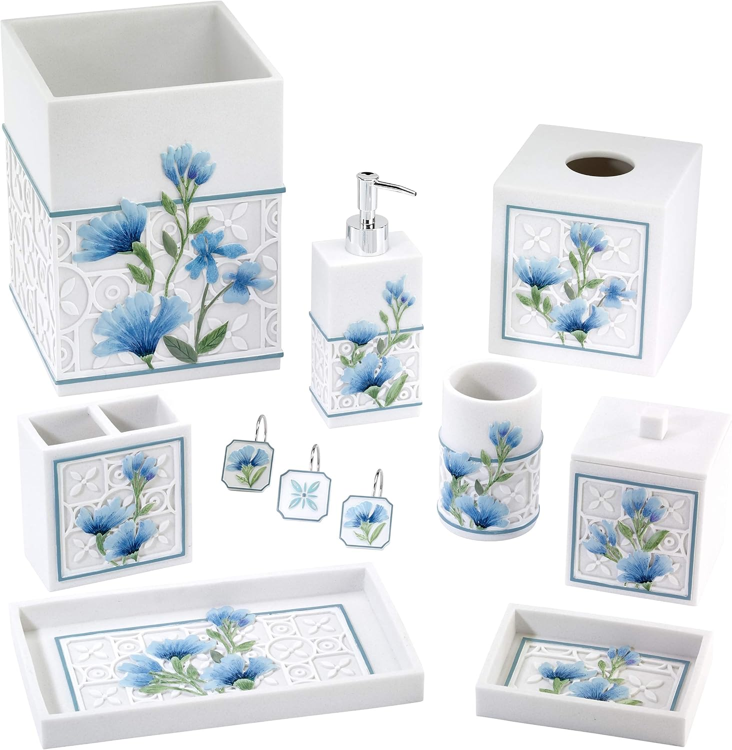 Avanti Linens - Covered Jar, D&eacute;cor for Bathroom or Kitchen, Garden Inspired Bathroom D&eacute;cor, Multipurpose (Garden View Collection) image number 3