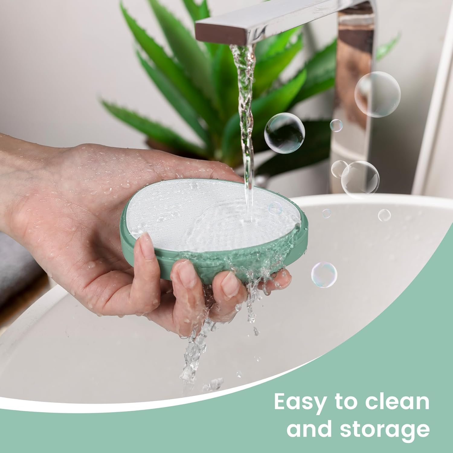 BEZOX Nano Glass Foot File Callus Remover with Cover &ndash; Gentle Glass Foot Pumice Stone, Effective Feet Scrubber for Dead Skin, and Portable Pedi Egg Foot Care Tool - Green - Black image number 4