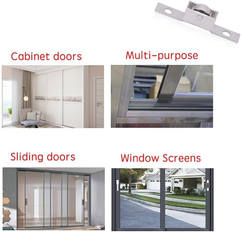 16 Pcs Push-Pull Sliding Window Single Roller Metal Wheels, Sliding Door Axles Window Pulley, Sliding Window Tandem Roller Assembly with 3/8 Inch Flat Steel Wheel image number 5