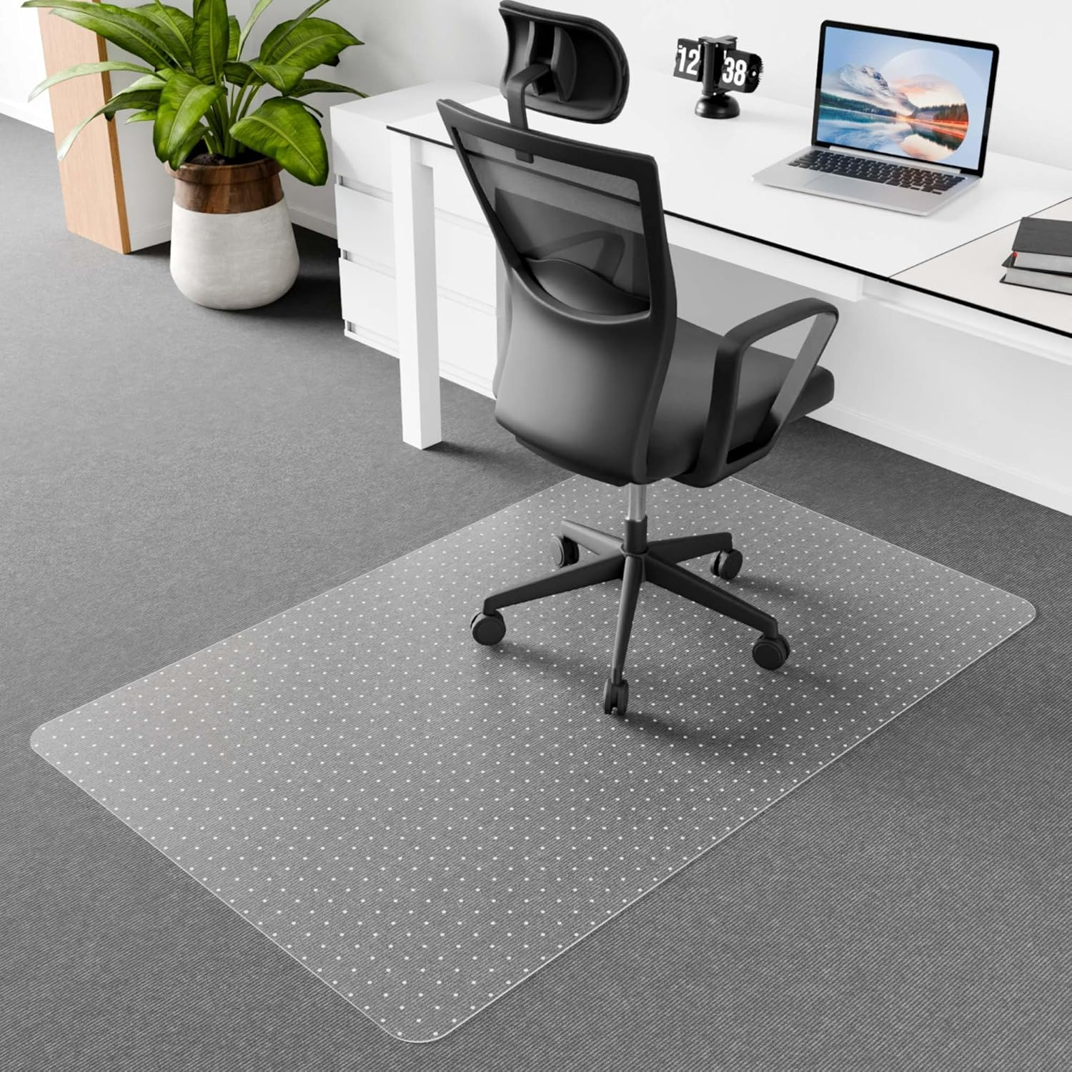 Anyuainiya Office Chair Mat for Carpet, 120X90Cm Clear Computer Desk Chair Mat for Low Carpeted Floors, Thick and Sturdy Carpet Protector, Easy Glide and Flat without Curling image number 4