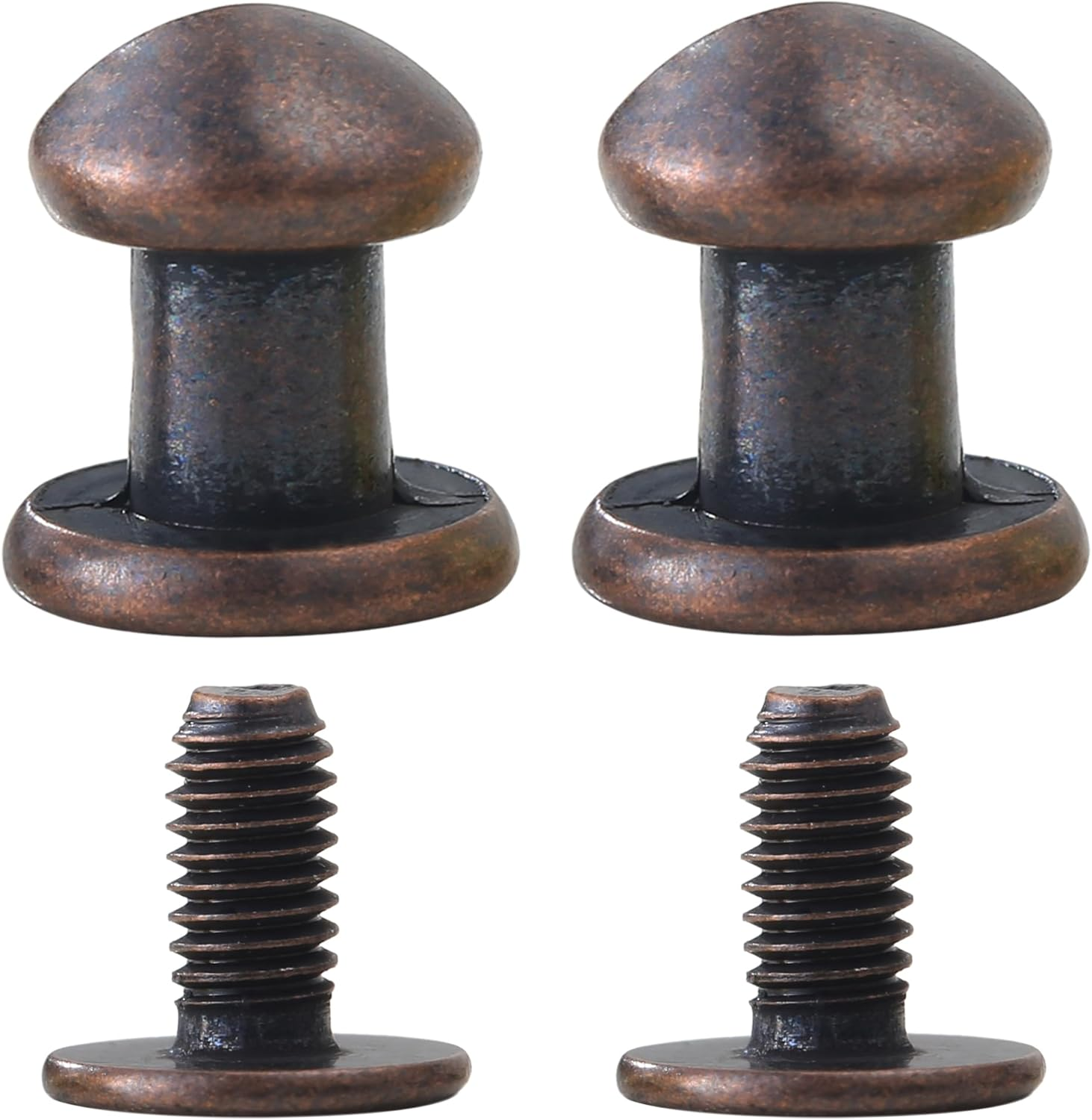 YORANYO 30 Sets 8MM round Head Button Stud for Leather Chicago Screws Spikes and Stud Leather Rivets Screws Button Rivets for Repair and Decorate Clothing Shoes Belts Bags Dog Collars (Antique Copper) image number 1