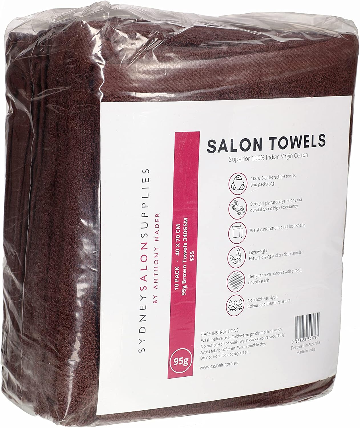 10 Brown SSS Salon Towel 100% Cotton Hand Towels Barber Beauty Gym Hotel SPA 40X70 image number 1