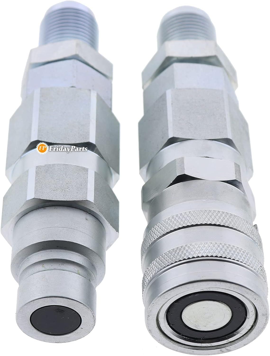 Fridayparts #10 JIC Thread 1/2" Flat Face Hydraulic Quick Connect Coupler Set Compatible for Bobcat New Holland Case GEHL image number 3