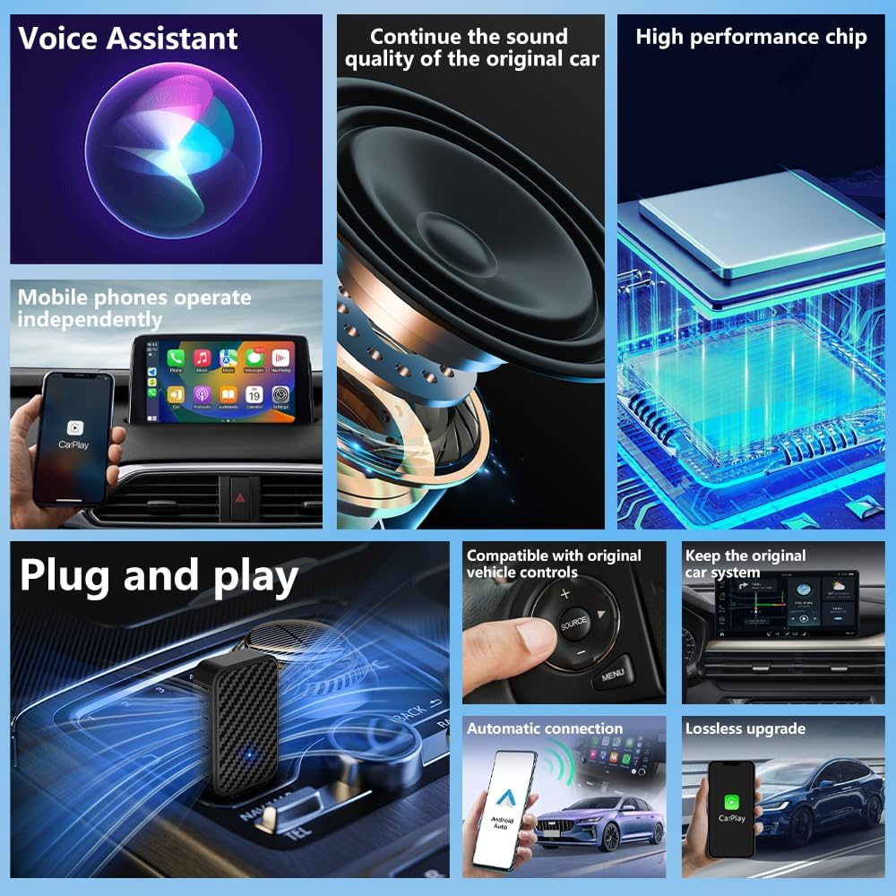 Android Auto Wireless Adapter for Car Small Android Auto Dongle for Converts Wired Android Auto to Wireless Android Auto for Car Model 2017+ Play Plug, Black image number 1