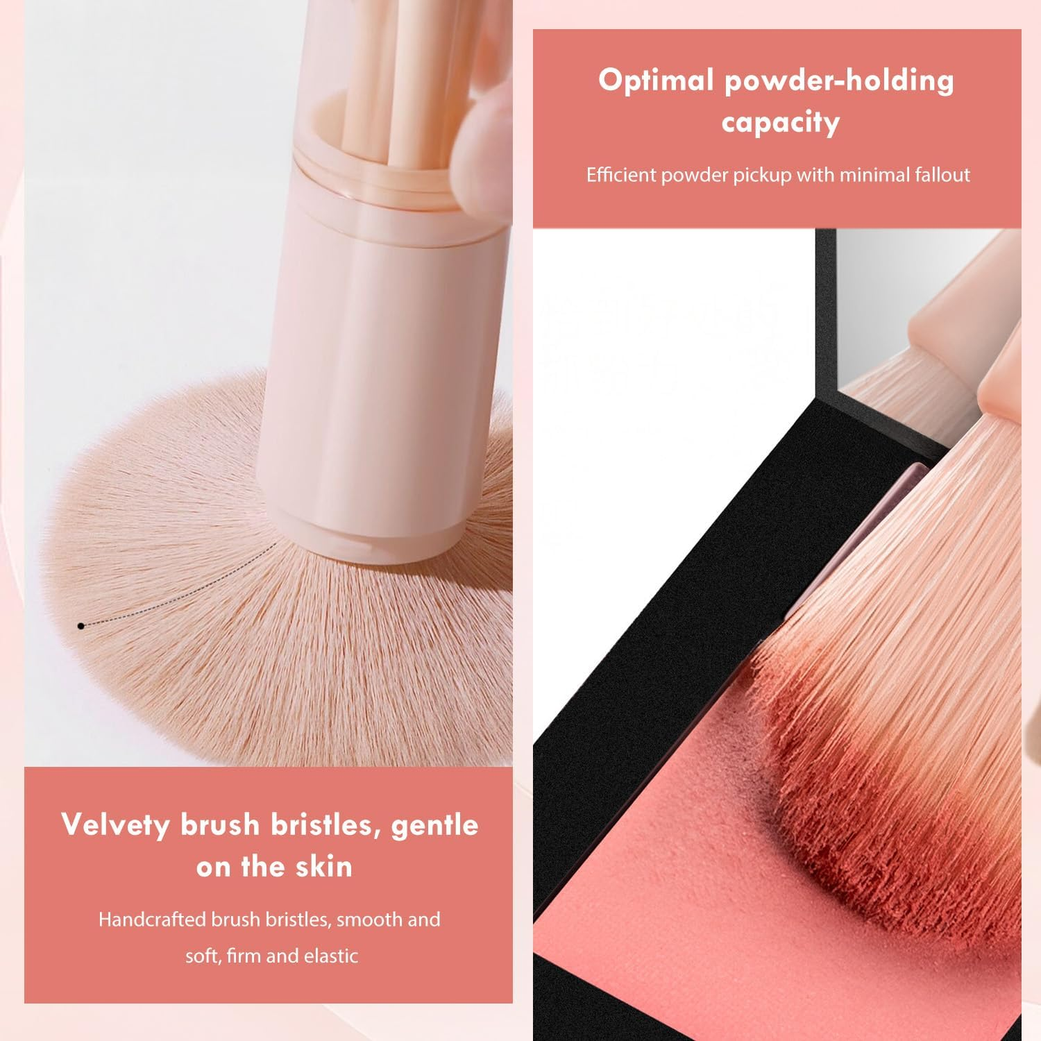 TORMEN 4-In-1 Retractable Makeup Brush Set &ndash; Portable Travel Cosmetic Brushes for Powder Eyeshadow Highlighter Lip(Black) image number 4