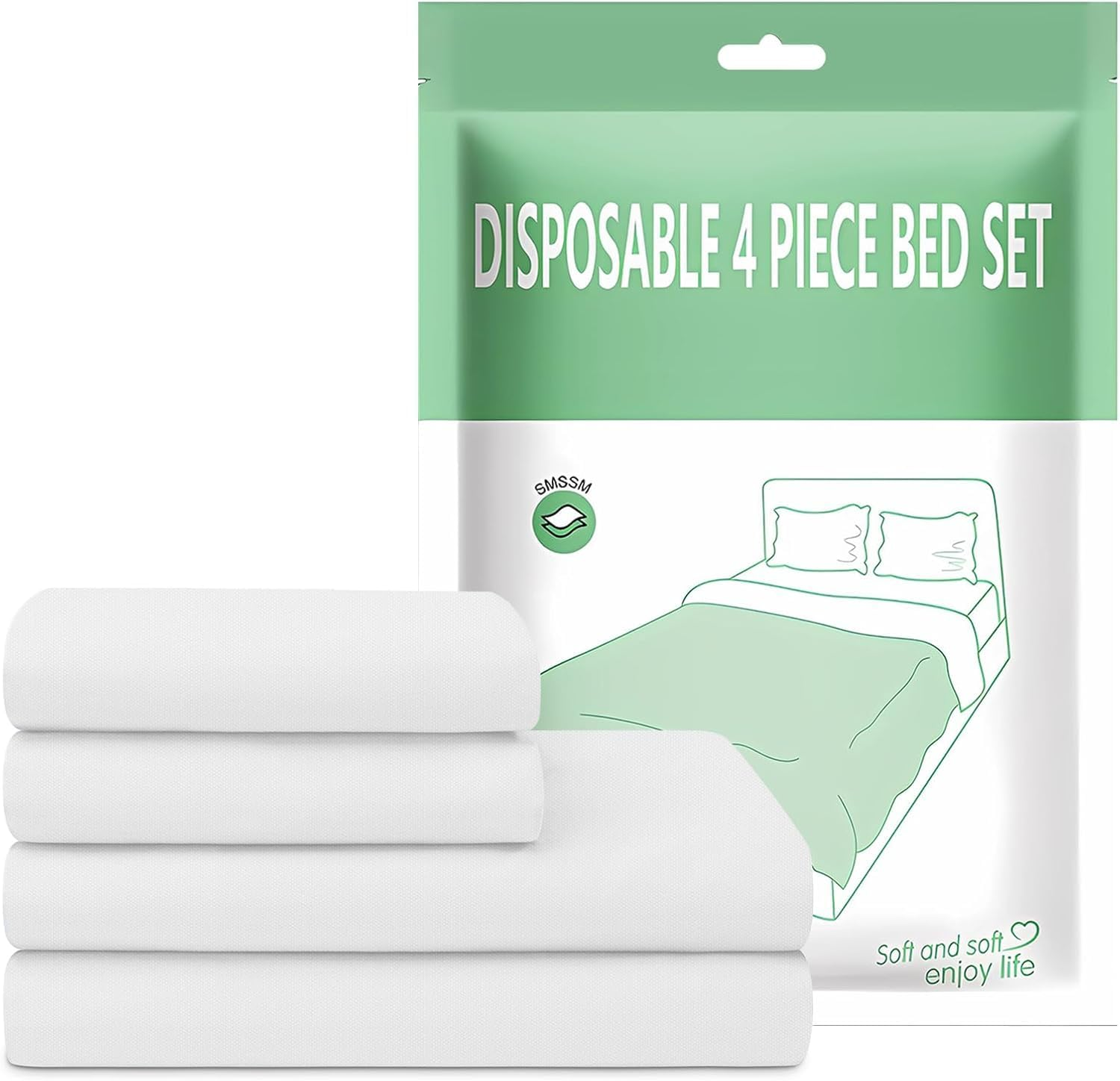 WOYAODONG Disposable Bed Sheets,Portable Ready to Use Bedding Set，Quilt Cover and Pillow Case Set for Hotel and Travel (Travel 4-Piece ﻿ image number 1
