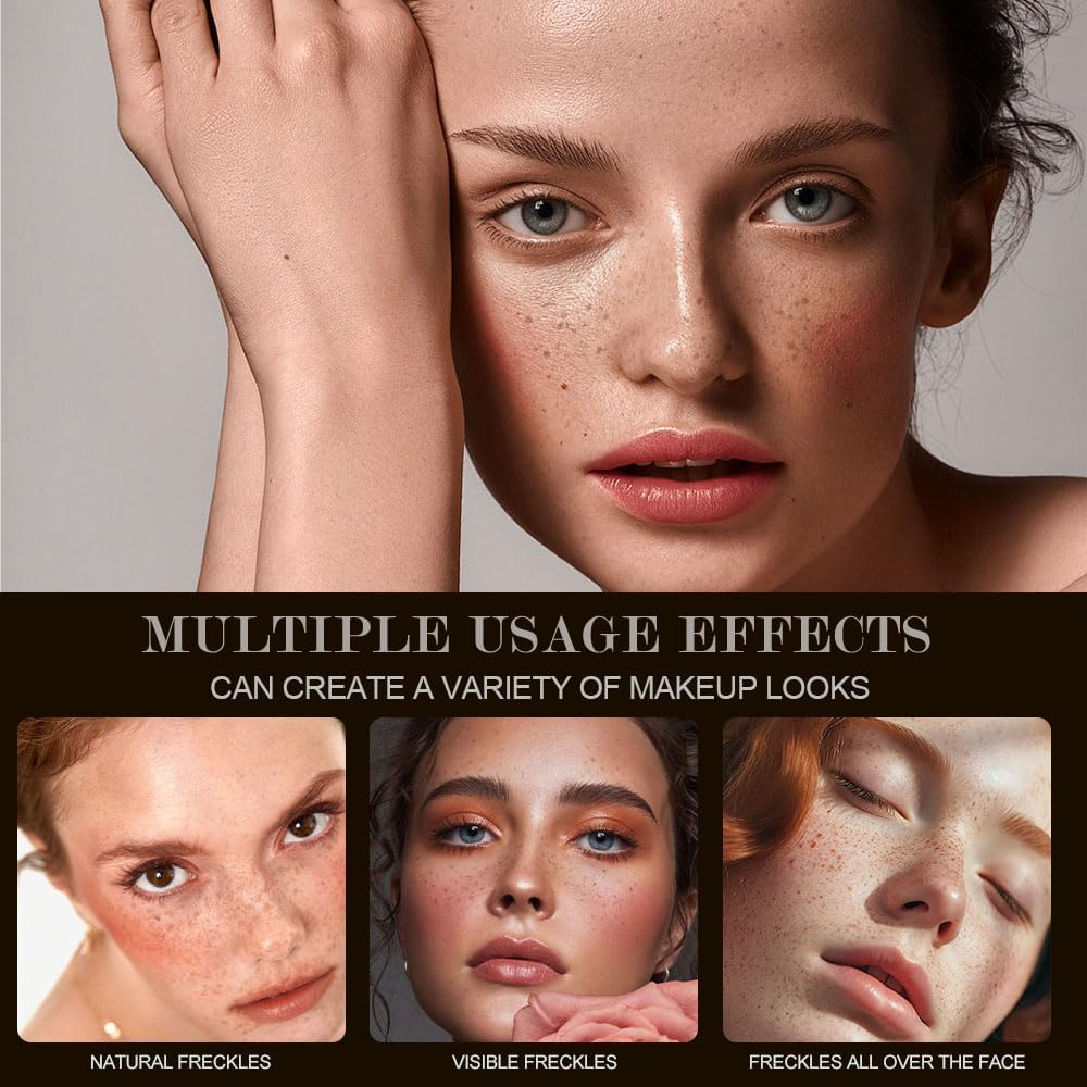 FIDWALL Freckle Pen & Freckle Stamp, Waterproof Long Lasting Freckles Pen Kit with Fake Freckles and 5-Point Stamp for Natural Henna Brown Freckles Look (03# Dark) - 01Hell image number 5