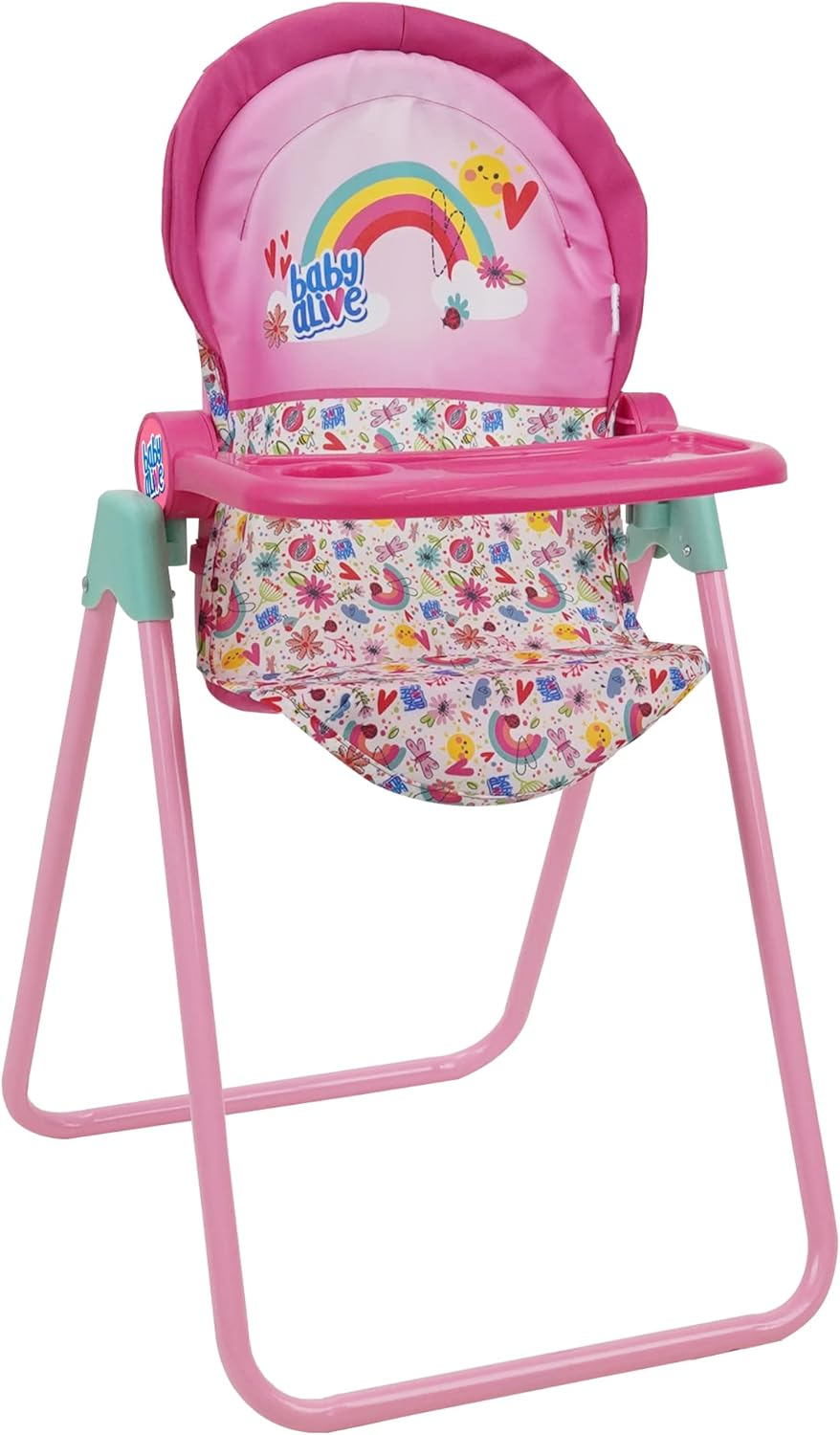 509 Crew Baby Alive: Doll Highchair Set - Pink & Rainbow - 6 Pieces, Fits Dolls up to 24", Highchair W/Front Feeding Tray & 5 Feeding Accessories, Pretend Play for Kids Ages 3+ image number 4