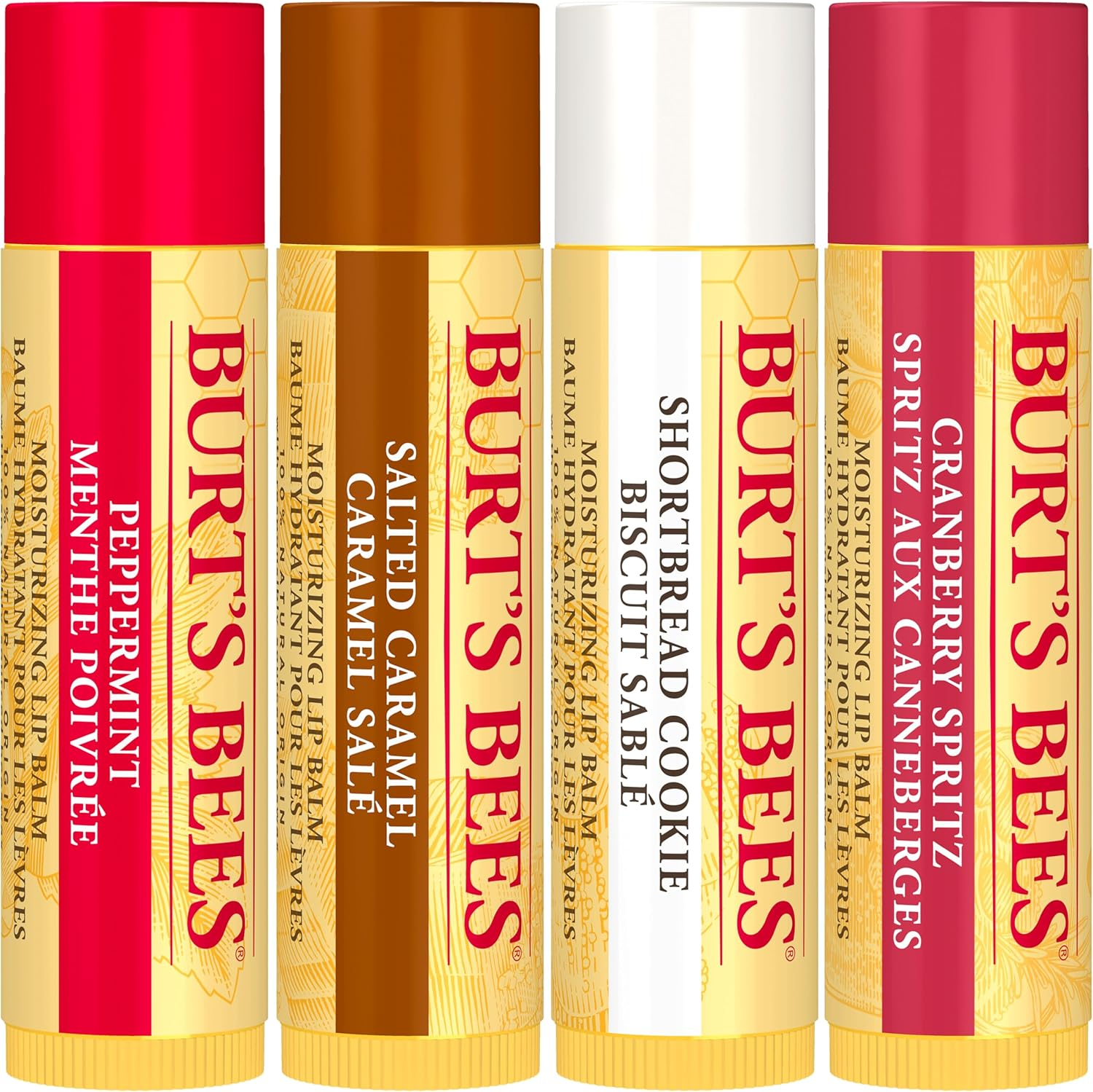 Burt'S Bees Gift Set | Lip Balm Set with Beeswax and Vitamin E | 100% Natural Origin | Shortbread Cookie, Cranberry Spritz, Salt Caramel and Peppermint | 4 X 4.25 G image number 6