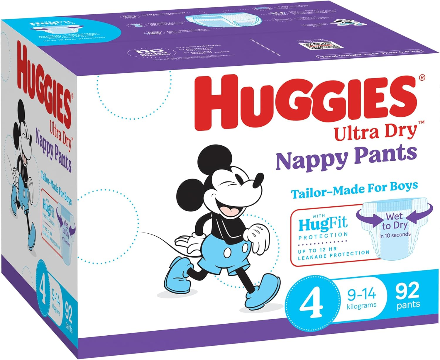 Huggies Ultra Dry Nappy Pants Boy Size 4 (9-14Kg) 92 Count - Packaging May Vary image number 2