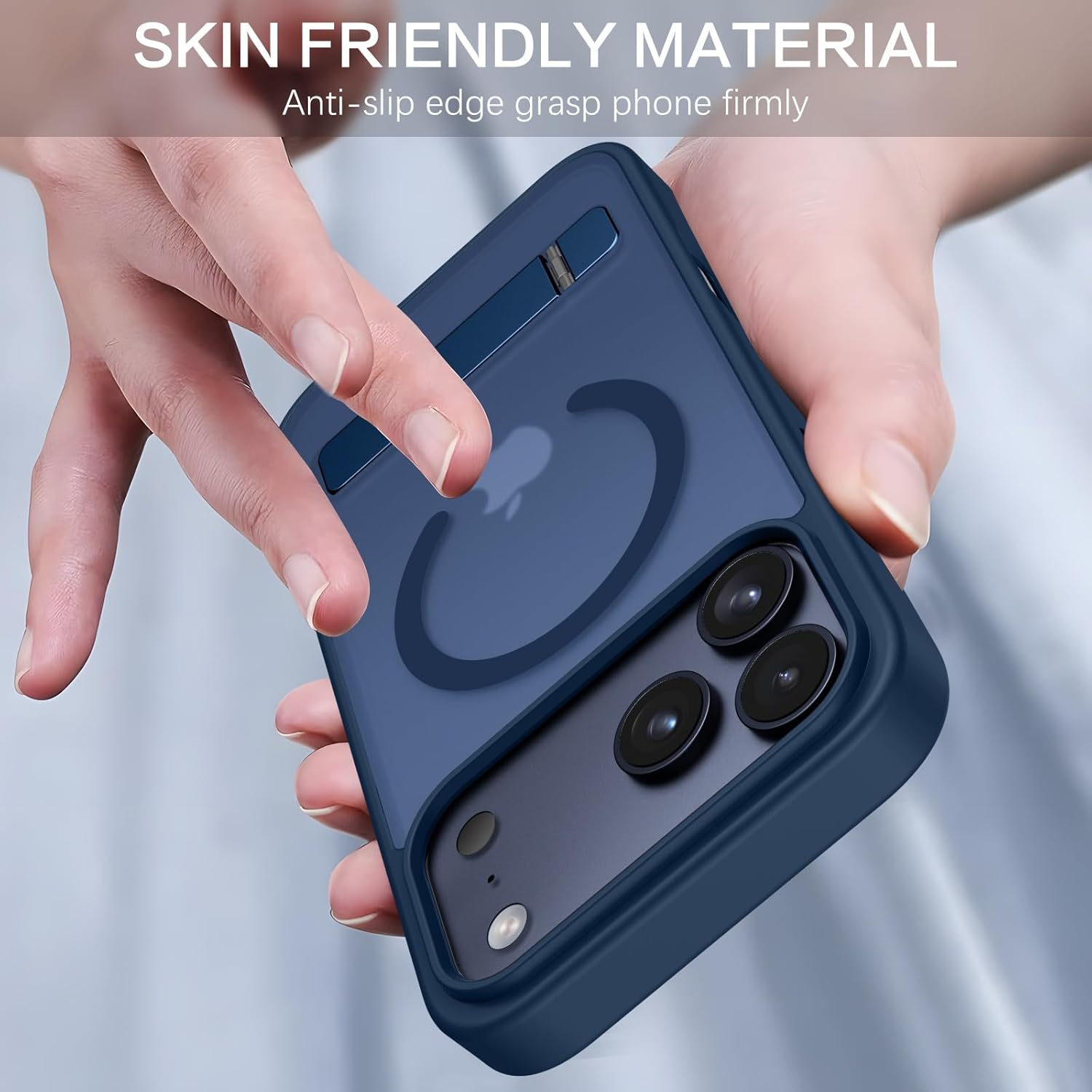 VENINGO Case for Iphone 17 Pro Max, Magnetic Cover with Invisible Kickstand, Compatible with Magsafe Slim Translucent Matte Full-Body Protective Shockproof Case for Iphone 17 Pro Max 6.9 Inch, Blue image number 6