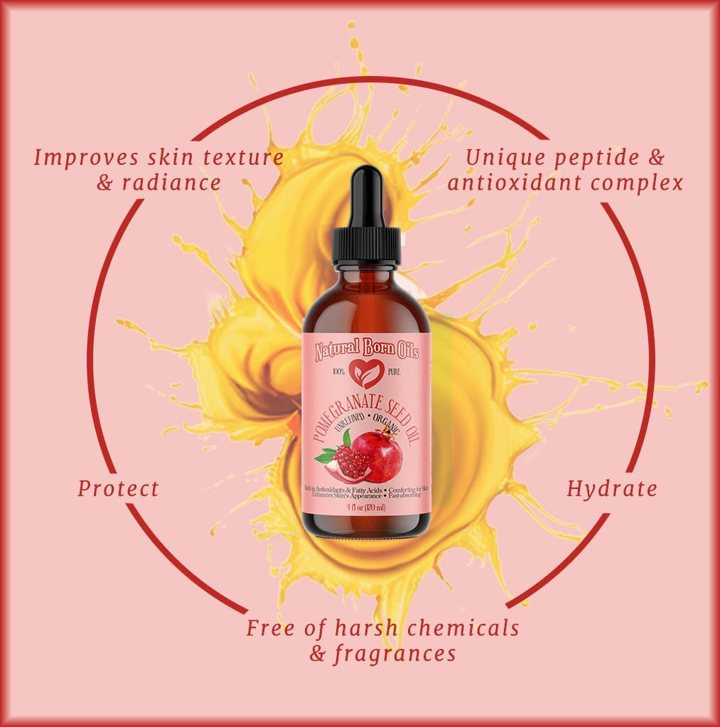 8Oz Pomegranate Seed Oil, 100% Pure and Natural, Organic and Rich in Antioxidants for Supple, Soft Skin and Hair - Includes Pump & Flip Cap image number 3