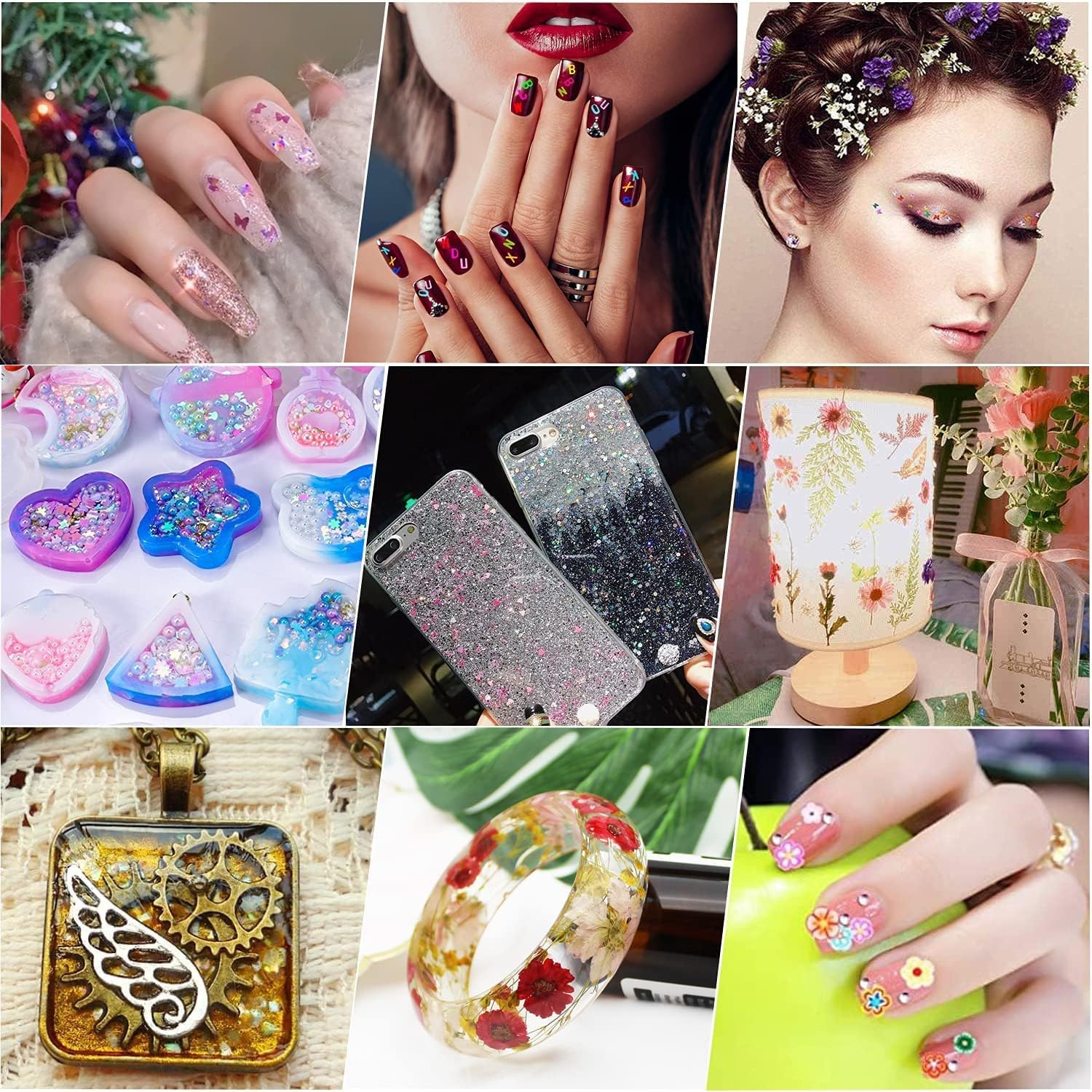 Resin Decoration Accessories Kit, Resin Jewelry Making Supplies Kit with Dried Flowers, Resin Glitter, Gold Foil Flakes and Epoxy Resin Fillers for Resin Crafts Lovers image number 4