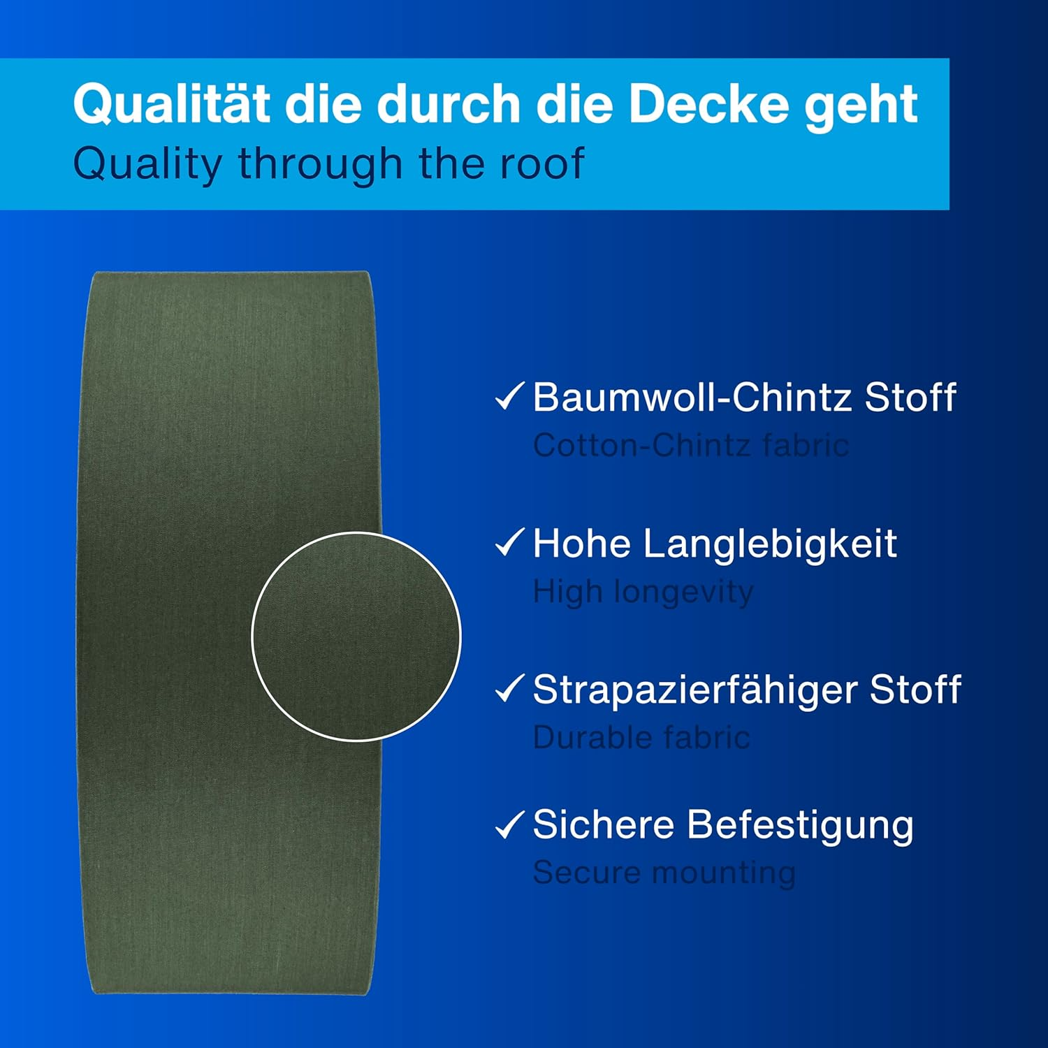 REV Ceiling Lamp 30 Cm round with Fabric Shade in Modern Style - Ideal for Bedrooms, Living Rooms and Children'S Bedrooms, Dark Green image number 1
