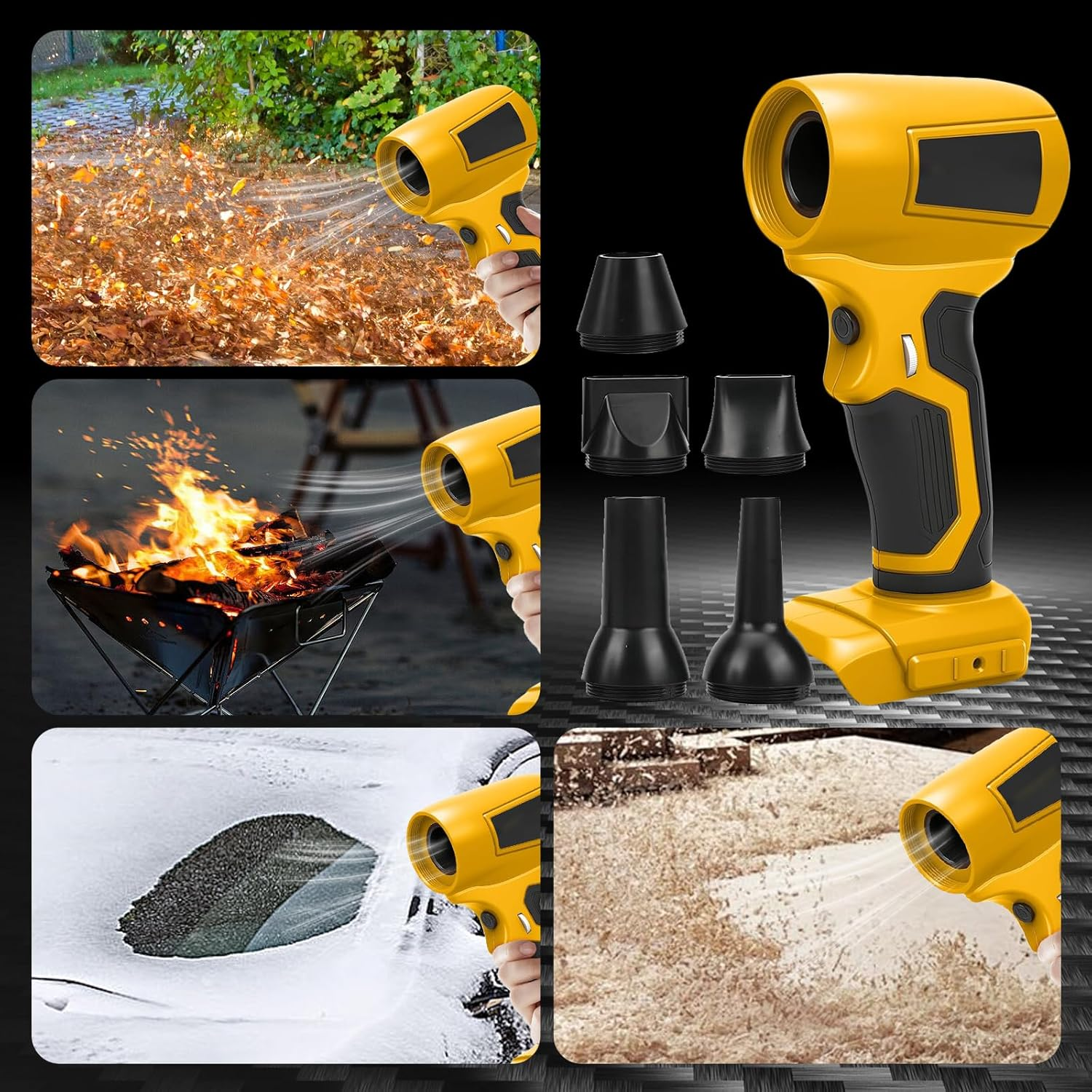 MOZMY Wireless Cordless Leaf Blower for Dewalt 18V/20V Mini Electric Leaf Blower, Turbo Jet Blower, Portable Dust Blower for Garden, Yard, Snow & Dust (Without Battery) image number 2