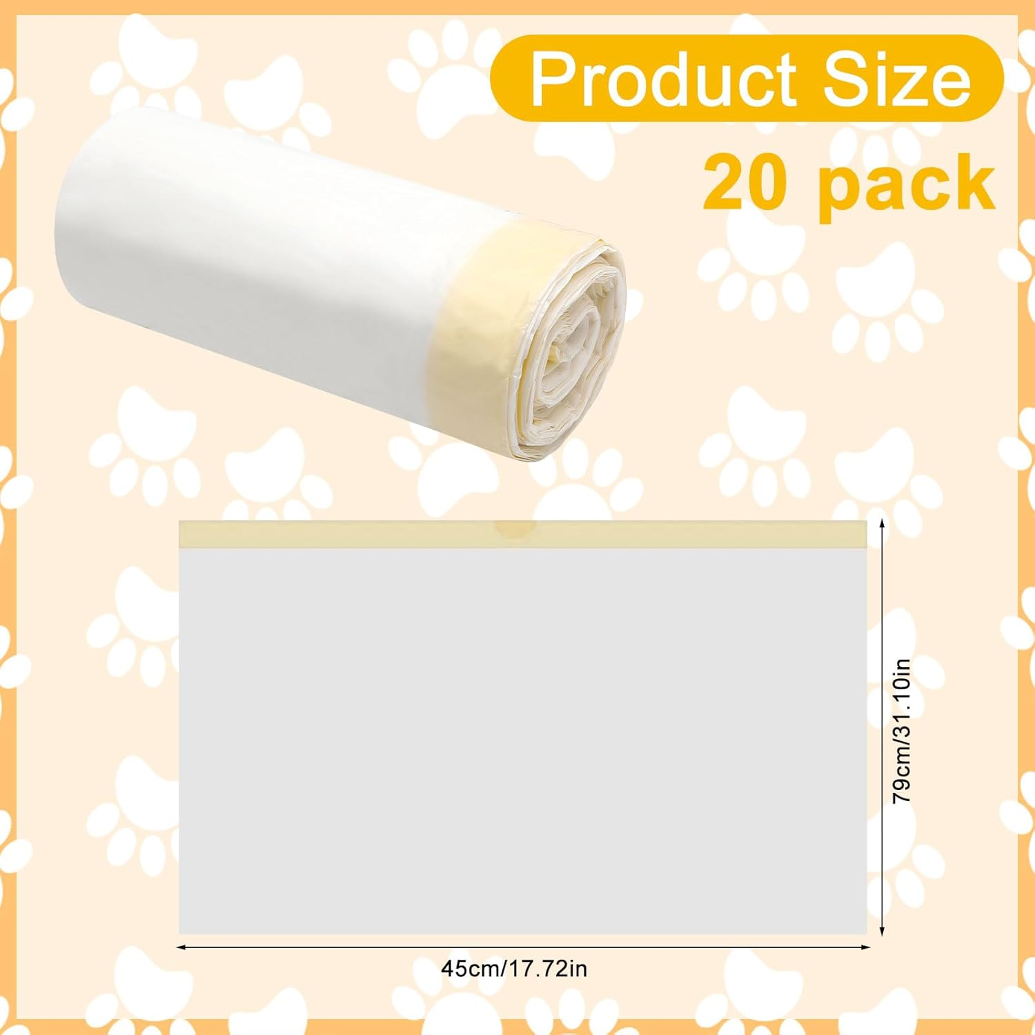 HENGBIRD Cat Litter Box Bag 1 Roll 20 Pieces Cat Litter Box Bag with Drawstring Thickened Bag for Cat Litter Tray Tear-Resistant Cat Litter Tray Bag Strong Load Capacity 79 X 45 Cm image number 2