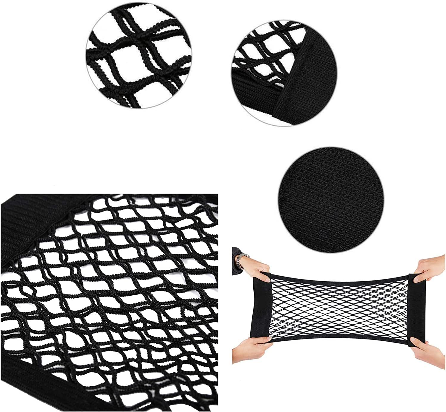 Storage Net for Car Trunk, Automotive Cargo Net for Truck Bed Elastic Nylon Mesh Universal Rear Car Organizer Net Car Seat Travel Bag Trunk Storage Roof Bag Mesh Pouch Bag image number 3