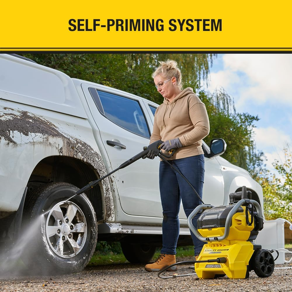 STANLEY FATMAX V20 | 2X18V Pressure Washer - Brushless Motor, 55 and 70 Bar for Added Flexibility, plus 100 Bar Boost Mode, Self-Priming Kit, Bare Unit image number 3