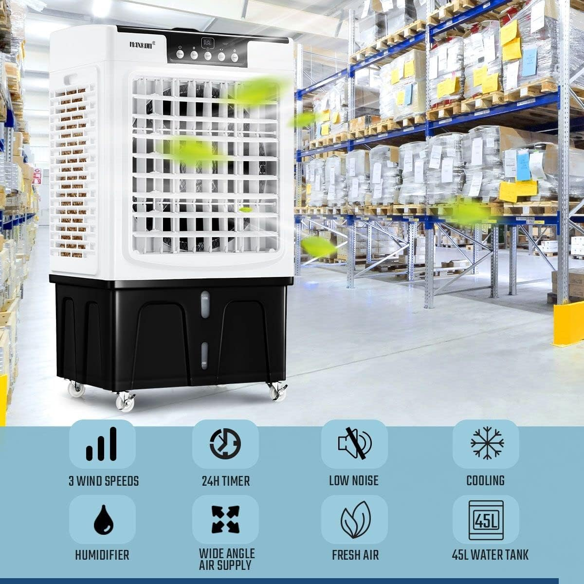 Maxkon 45L Industrial Evaporative Air Cooler Portable Air Conditioner Fan Humidifier image number 6