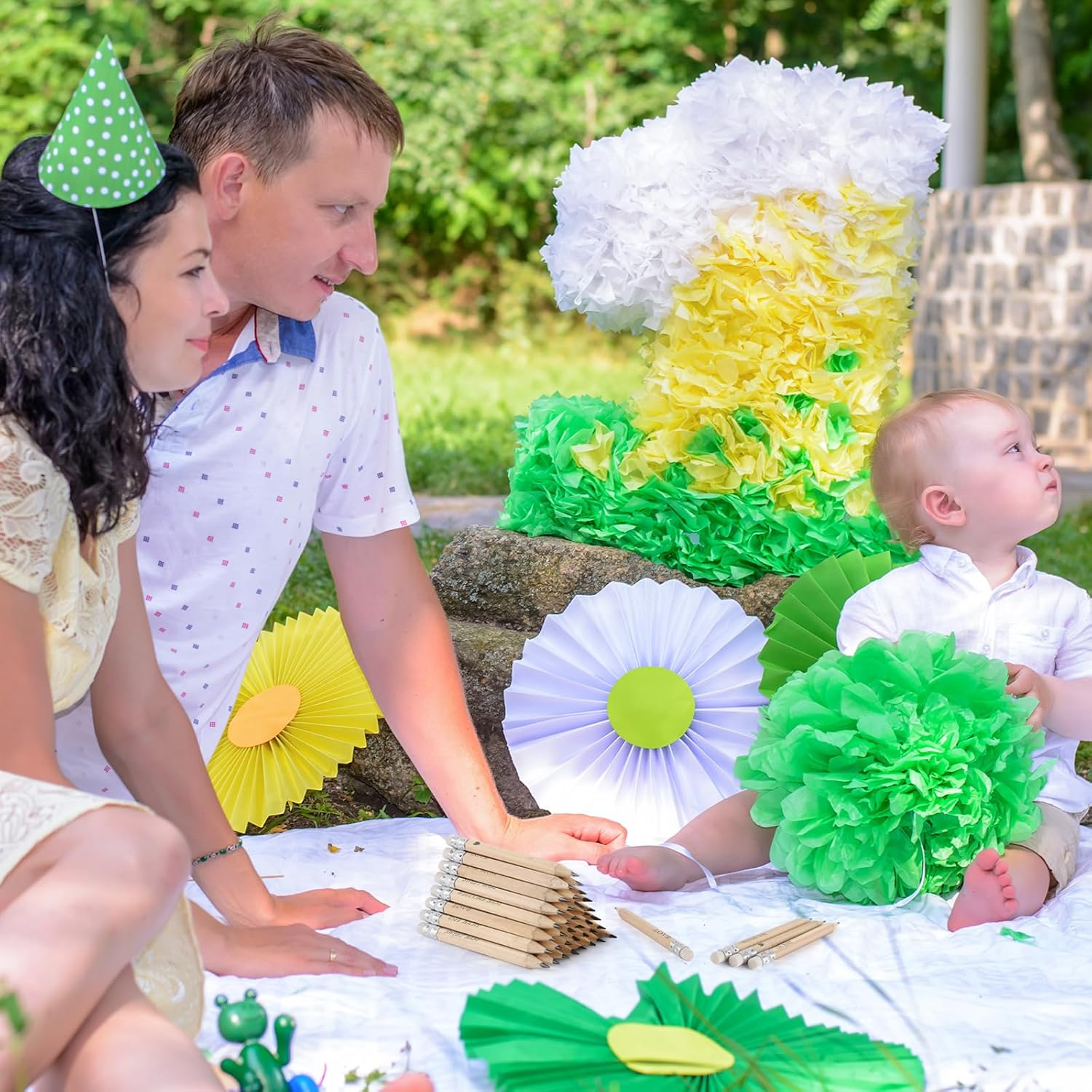 50 Sets Sage Green Baby Shower Pencils Gifts Bulk for Guest Boho Golf Half Pencil Baby Shower Game Sharpened Mini Pencils with Eraser Girl Boy Neutral Gender Reveal Party Favors