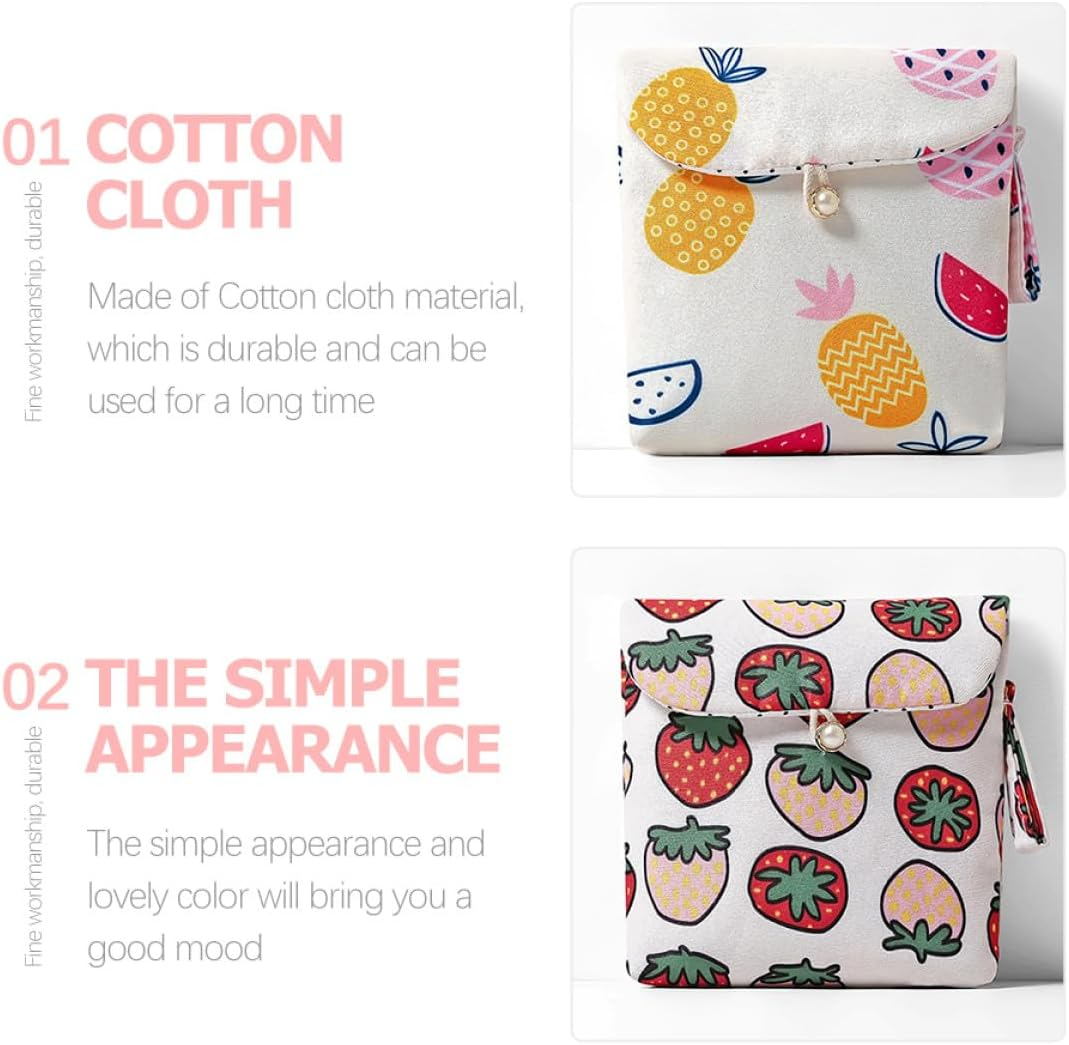 WEKAMOS 4Pcs Portable Sanitary Napkin Pouch Set Cartoon Prints, Lightweight Period Storage Bags for Travel and Daily Use, Multi-Compartment Sanitary Pads and Tampon Holder image number 1