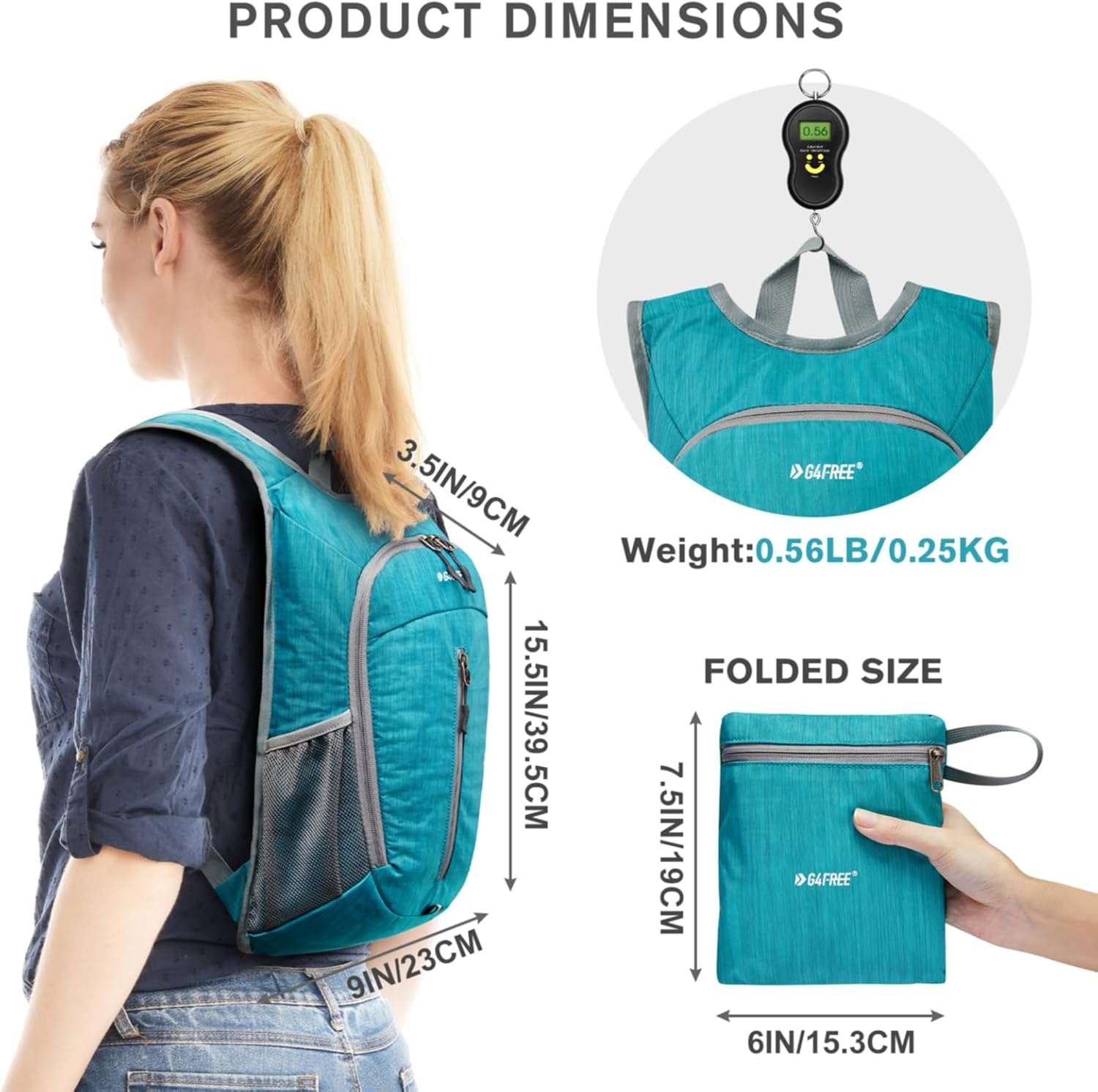 G4Free 10L Hiking Backpack Small Travel Hiking Daypack Lightweight Packable Backpack Casual Foldable Shoulder Bag - Beige image number 5