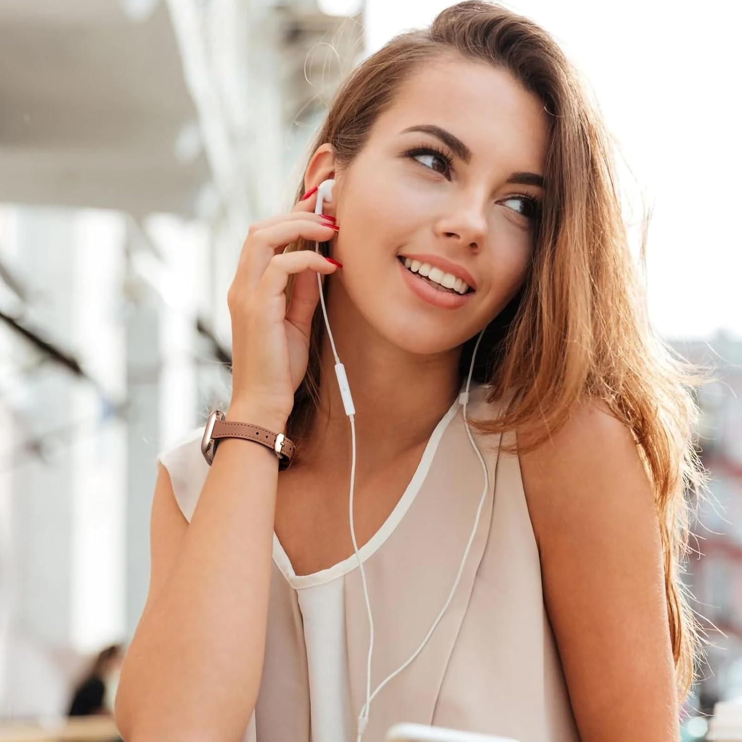 Witzon Slim Leather Straps Compatible with Apple Watch Strap 38Mm 40Mm 41Mm 42Mm 44Mm 45Mm Women, Top Grain Genuine Leather Strap Thin Watch Wristband for Iwatch Series 9 8 7 6 5 4 3 2 1 SE Ultra image number 6