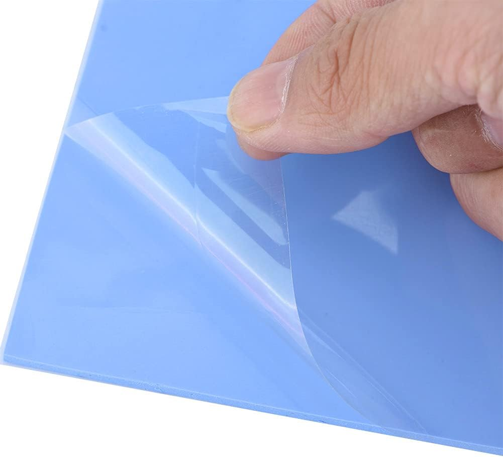 100Mm X 100Mm X 3Mm CPU Thermal Pad, CPU Chip Heatsink Cooling Thermal Conductive Silicone Pad, for CPU Chip Heat Conduction or LED Heat Conduction - Blue image number 4