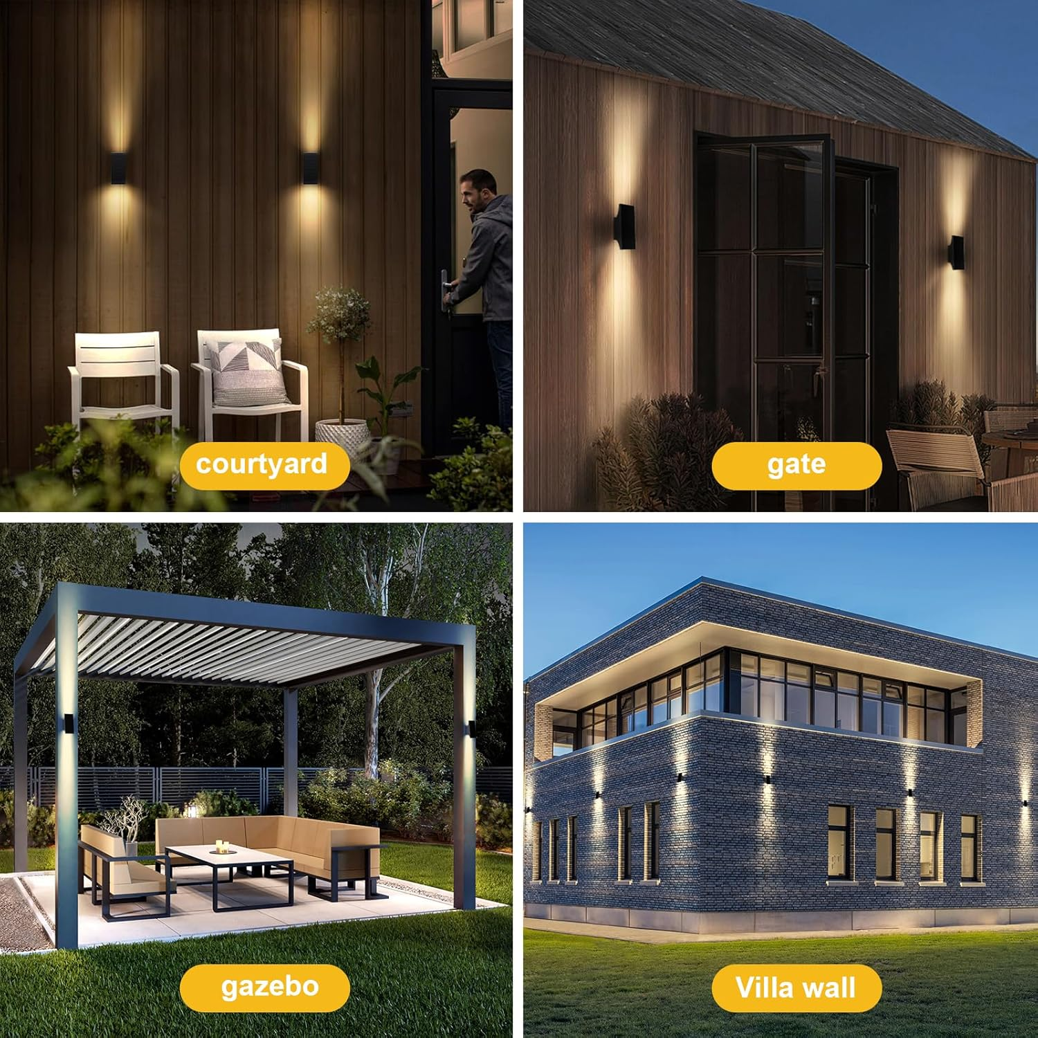 SOTTLOT Solar Sconce Lights Outdoor, Dimmable Solar Wall Lights up and Down, 3000K 700LM Solars Lights Outdoor IP65 Waterproof for Yard Fence Patio Garage Porch, 2Pcs image number 3