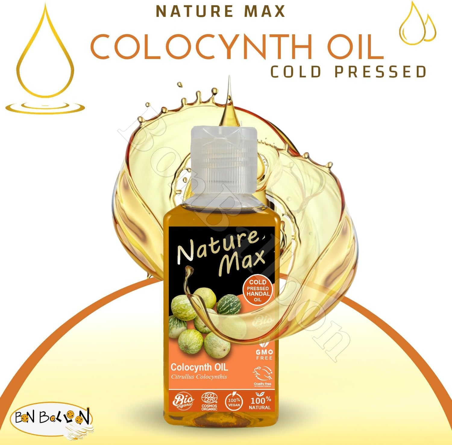 Nature Max Handal Citrullus Oil Organic Natural Undiluted Pure for Hair Skin Care & Food Cold Pressed Premium Quality ( 1Pack = 3.38 Oz / 100 Ml ) زيت الحنظل image number 4