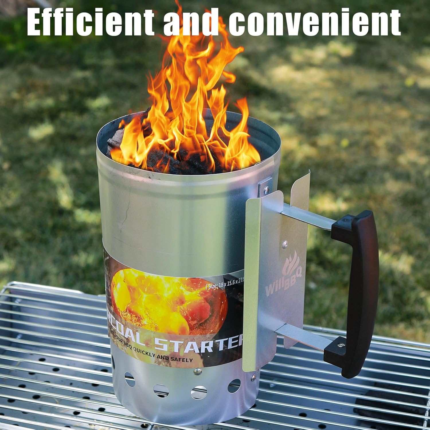 Willbbq Charcoal Starter Chimney Bucket BBQ Coal Starter for Rapid Fire image number 3