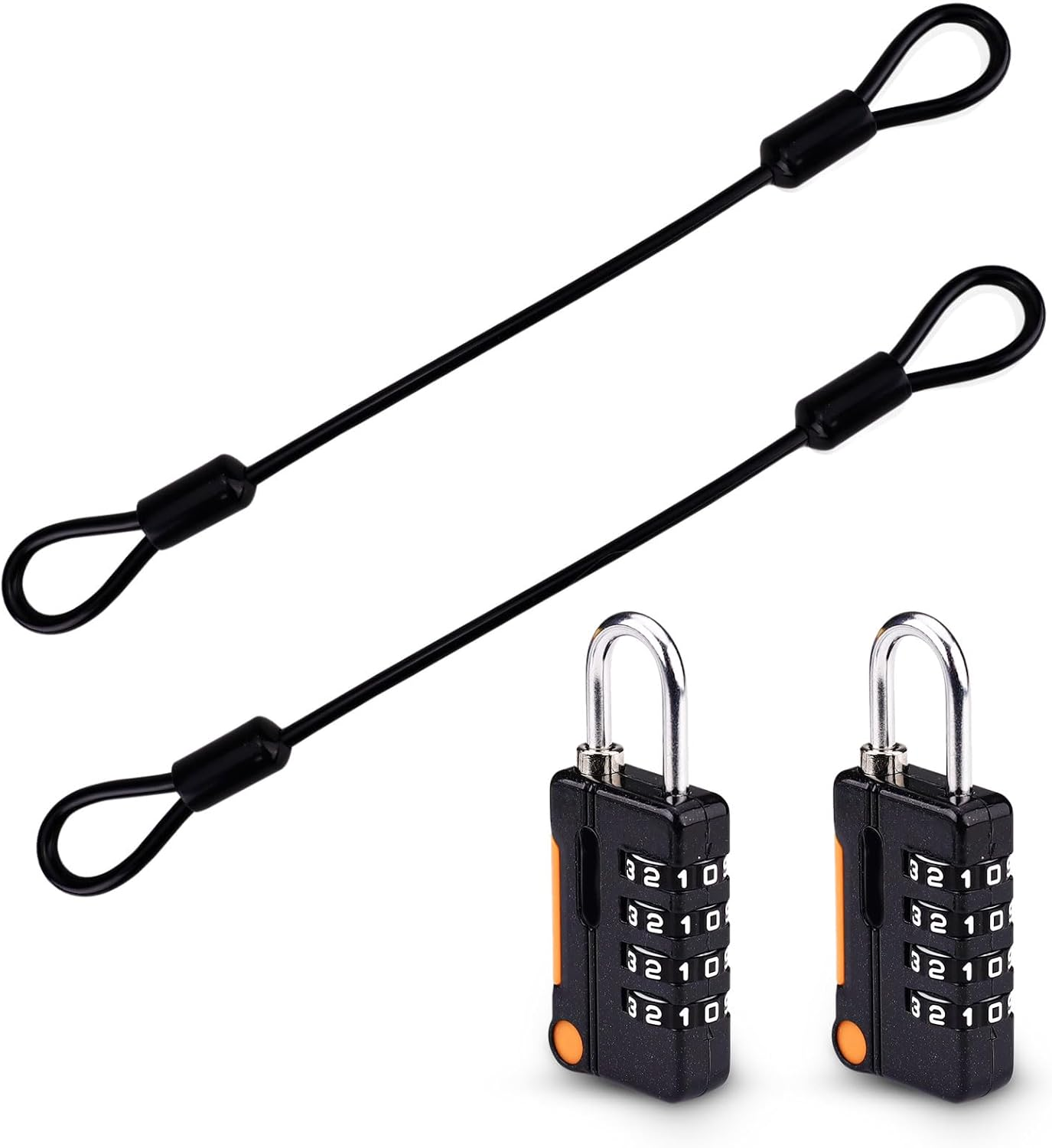 2 Sets Security Steel Cable with 4 Digit Combination Lock, Wire Rope Lanyard Cable with Lock, Cable Luggage Lock, Steel Cable Lock for Outdoor Travel Luggage (Black) image number 3