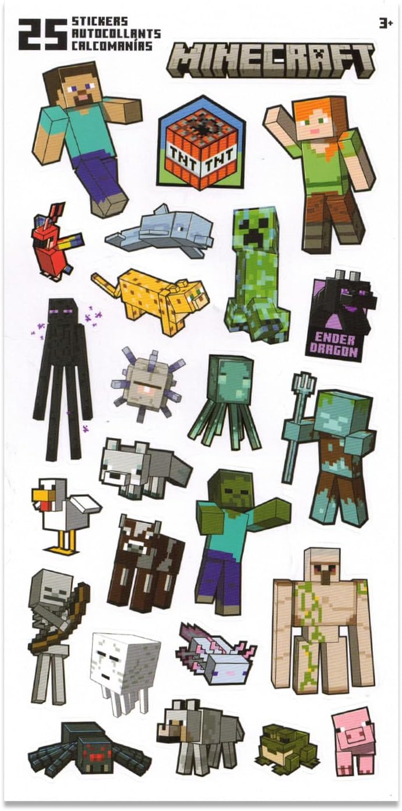 Minecraft Socks Set - Video Game Accessories Bundle with 6 Pairs of Socks for Teens, Adults Shoe Size 3-9 plus Stickers Apparel Set for Men, Multicolor, 3-9 image number 3