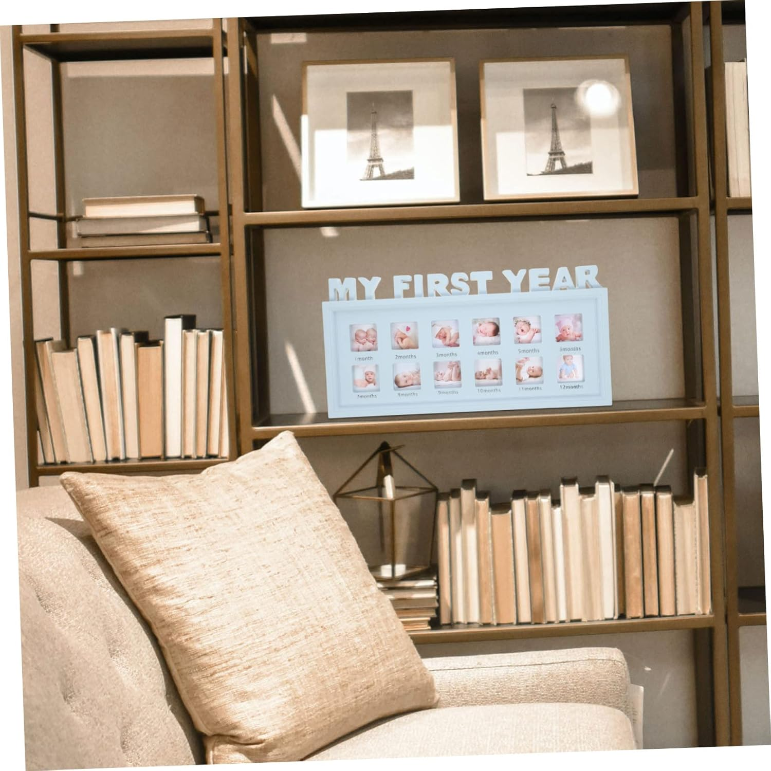 MERRYHAPY Keepsake Photo Frame for Months Growth Milestone Photo Holder for Newborn Shower Decorations Creative Display for First Year Memories image number 5