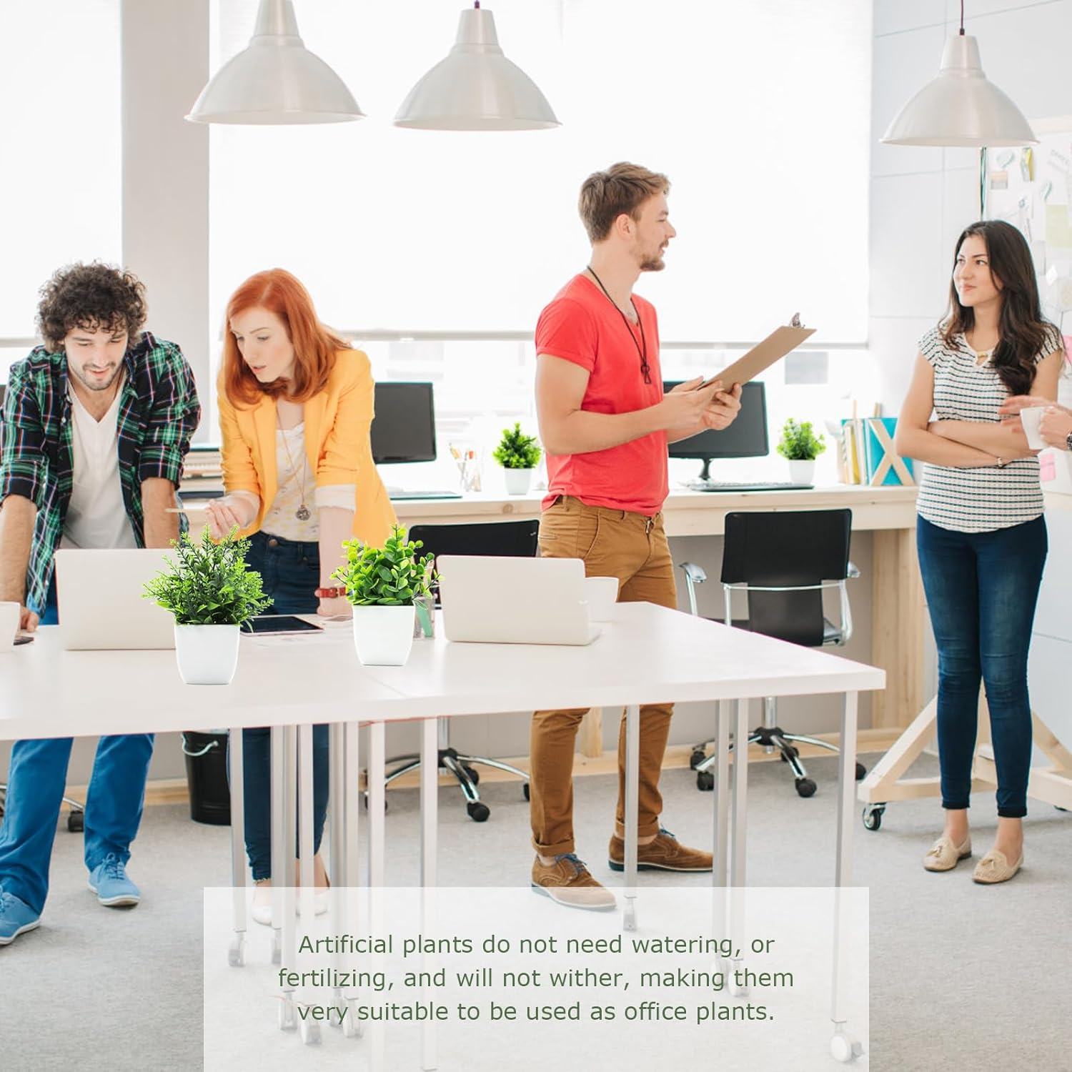 4Pcs Small Pack Fake Plants in Pots Artificial Eucalyptus Plant Mini Potted Faux Plants Indoor Small Plastic Lavender in Pots for Table Desk Bathroom Bedroom Office Home Farmhouse Decor image number 5