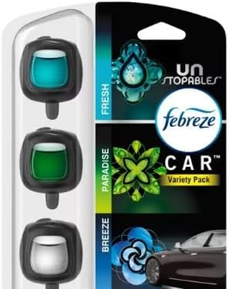 Febreze Car Air Freshener Vent Clip Unstopables Scents Variety Pack, 07 Oz. Car Vent Clip, 3-Count image number 1