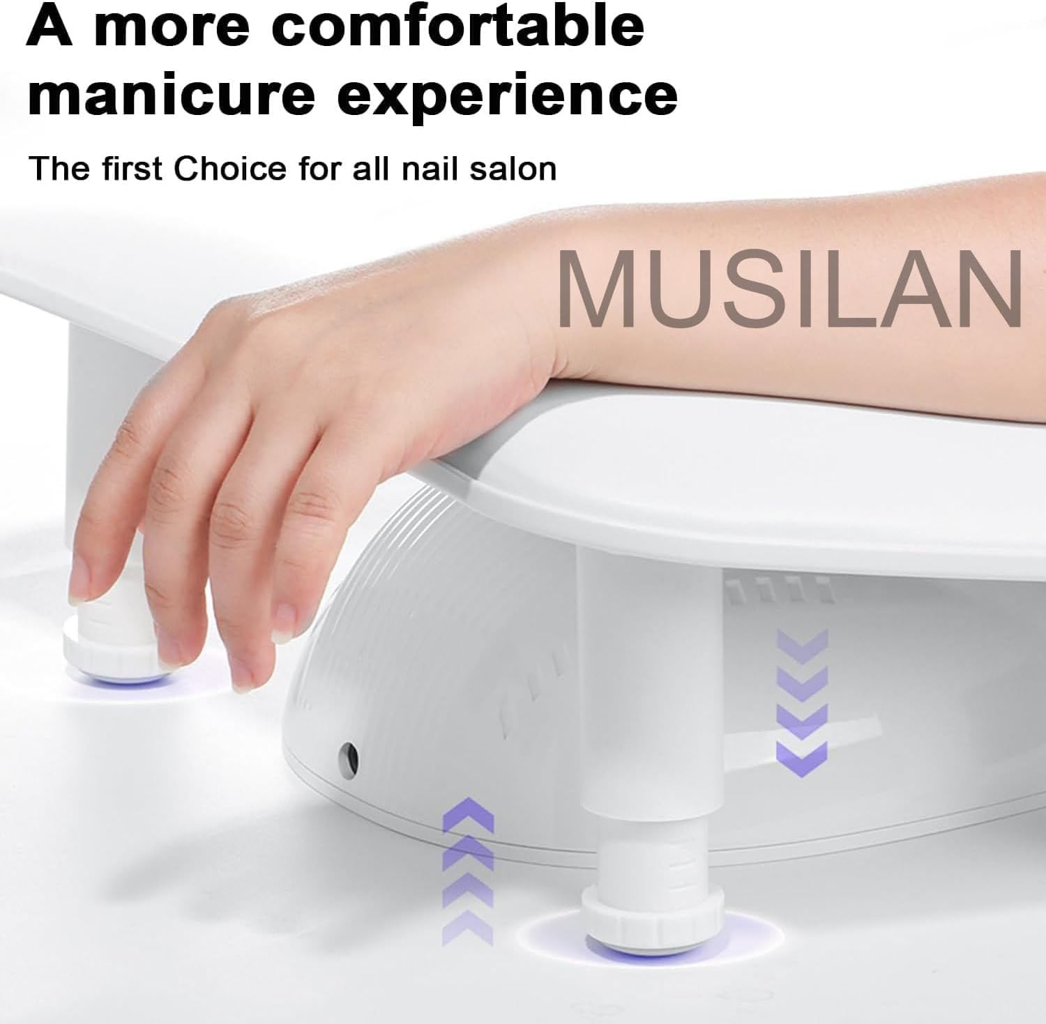 New Upgrade Height Adjustable Nail Arm Rest for Nails Tech - Ergonomic Slope Angle Hand Rest for Nails Tech Height Adjustable U-Shaped Manicure Nail Arm Rest Stand White Big Armrest Microfiber PU Leather Hand Rest Pillow for Acrylic Nail Art Cushion (White)